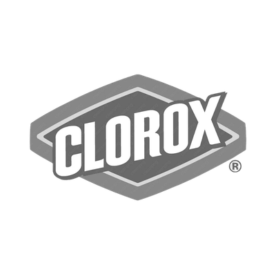 Black and white Clorox logo on a hexagonal background.