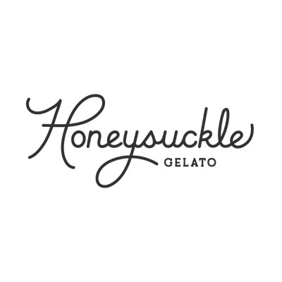 Honeywuckle Gelato logo with a stylized illustration of a honeycomb at the top.