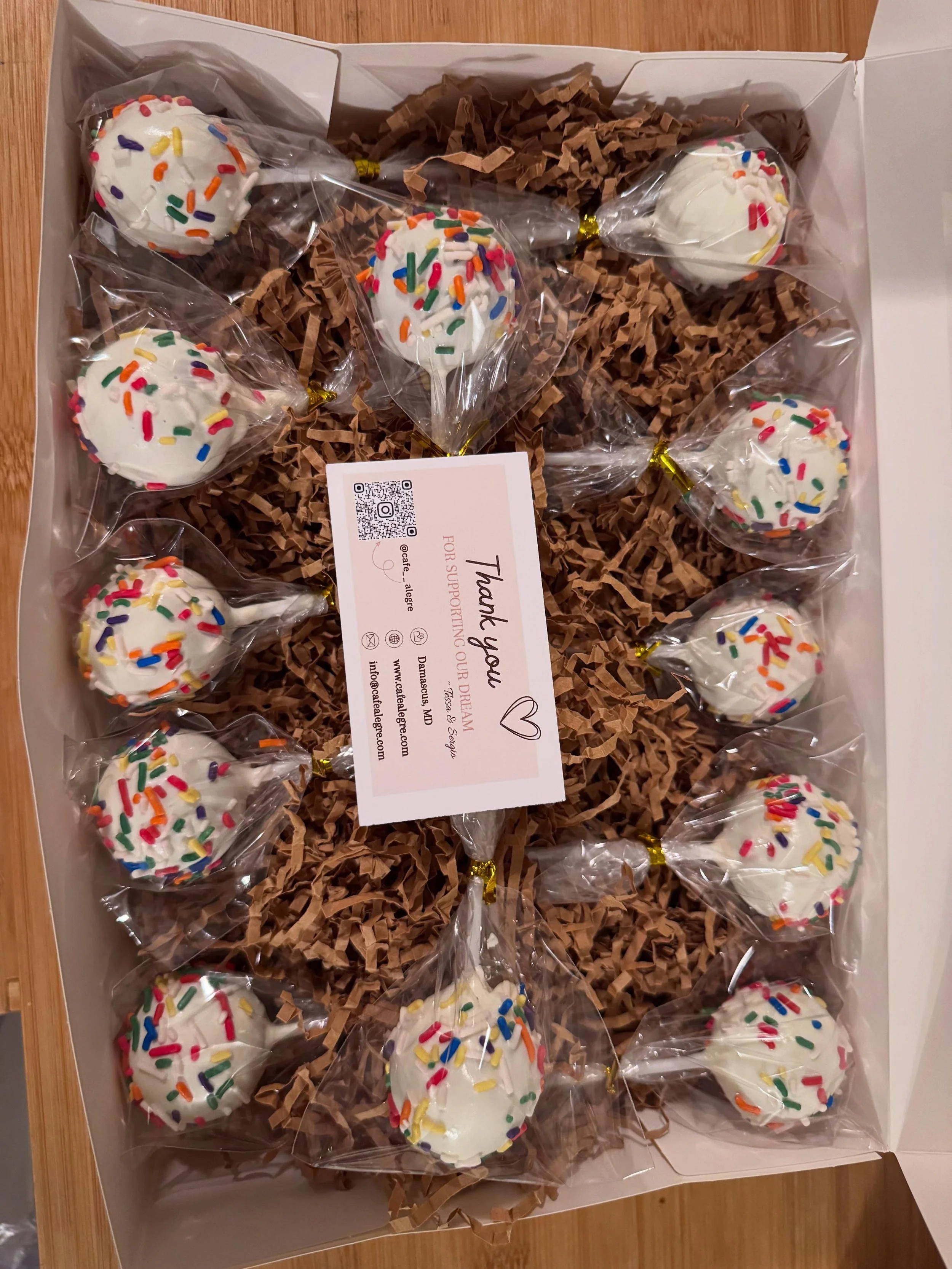 Loved making this order together! 

Classic Cake Pop Order: 

12 funfetti cake pops with white chocolate coat and jimmies sprinkled on top