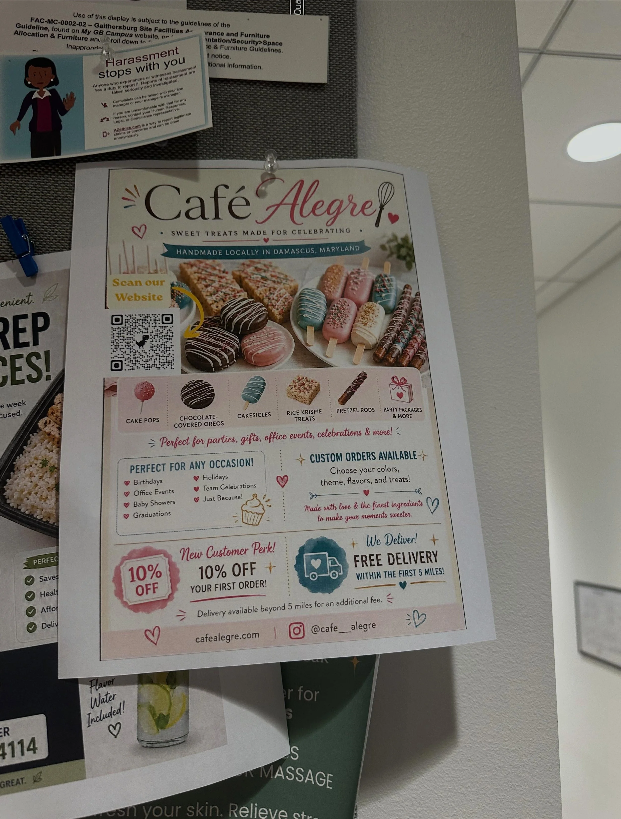 Visited Hannah at work~ look how cute she is! 🥹❤️ We hung up some flyers to help spread the word about Caf&eacute; Alegre!! We truly appreciate all of the overwhelming support from friends and family we&rsquo;ve received&hellip; like today ❤️🥼 

P.