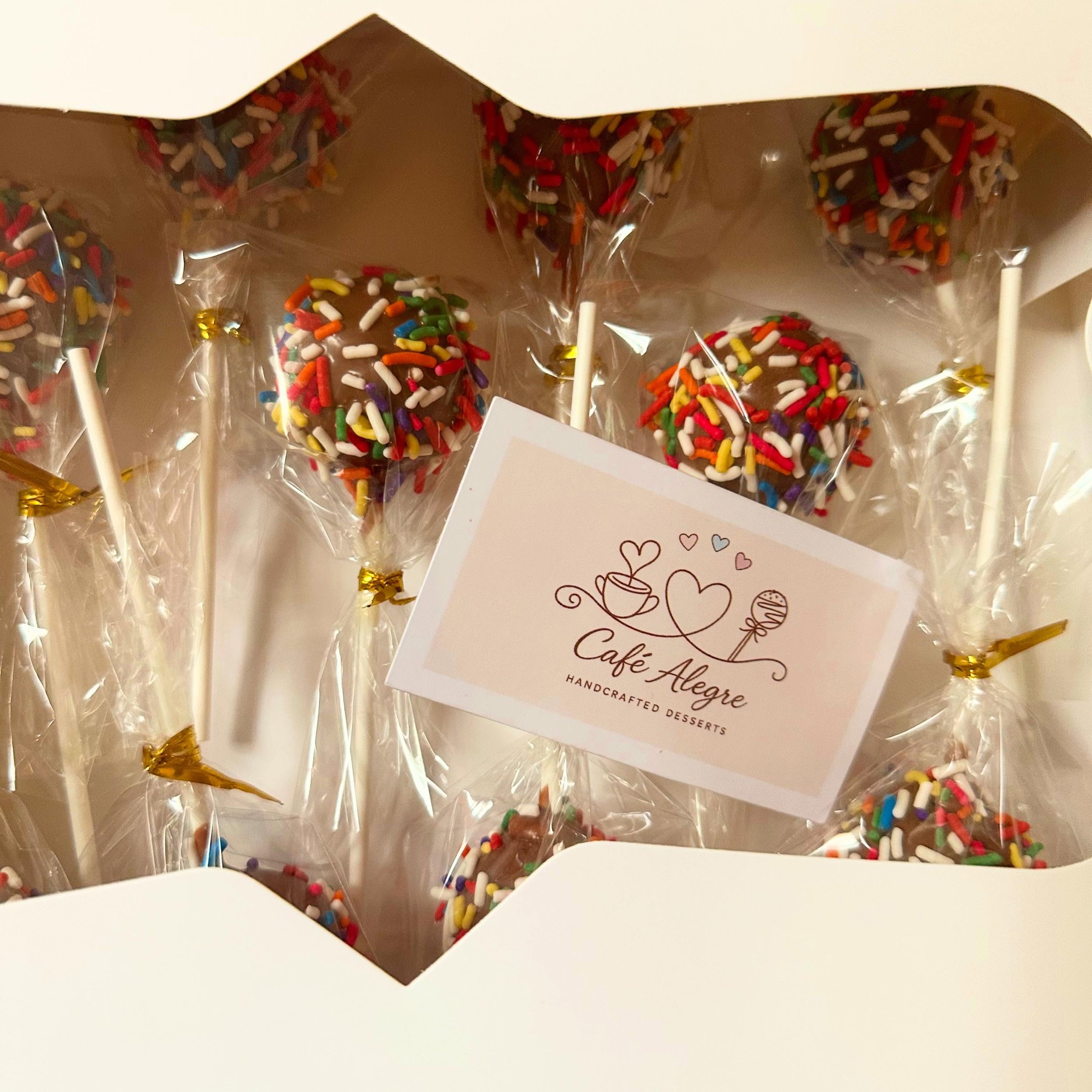 Sprinkle galore! Loved making this special birthday order ❤️ 

Funfetti Cake Pops with a milk chocolate dip finished with some rainbow jimmies 🌈