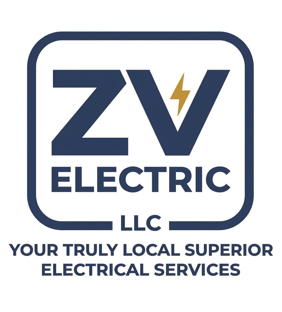 Logo for ZV Electric LLC with the tagline "Your Truly Local Superior Electrical Services".