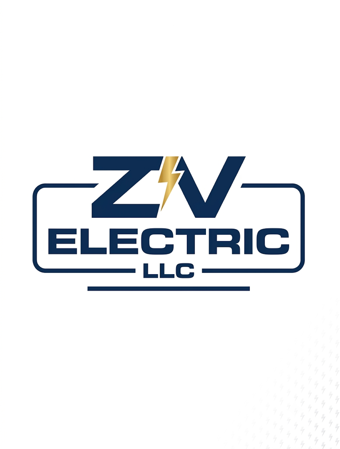 Logo for ZNV Electric LLC with the company name and a lightning bolt symbol.