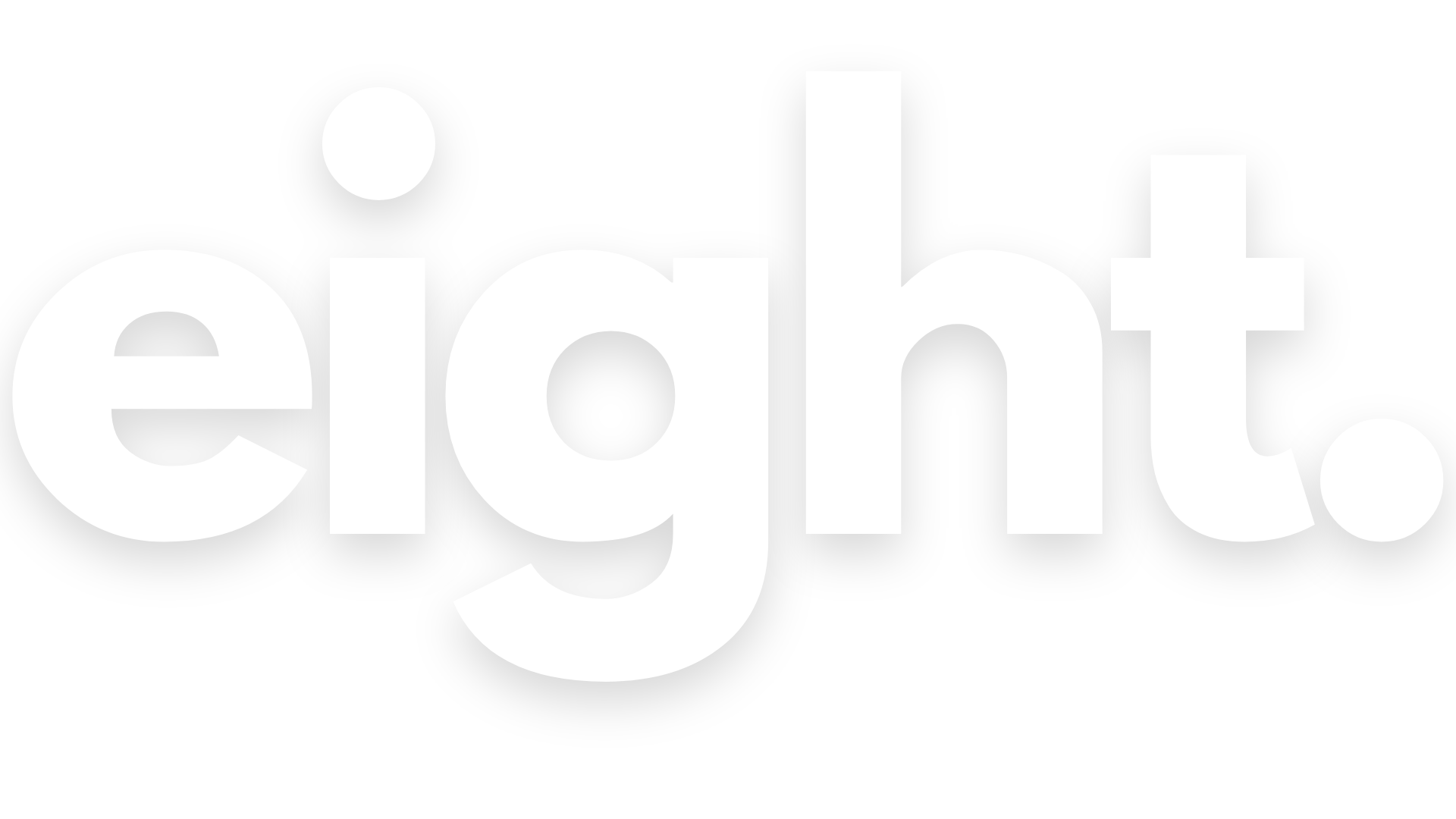 Black and white graphic with the text 'eighth' in large white letters and a small white circle near the top left with the word 'season' next to it.