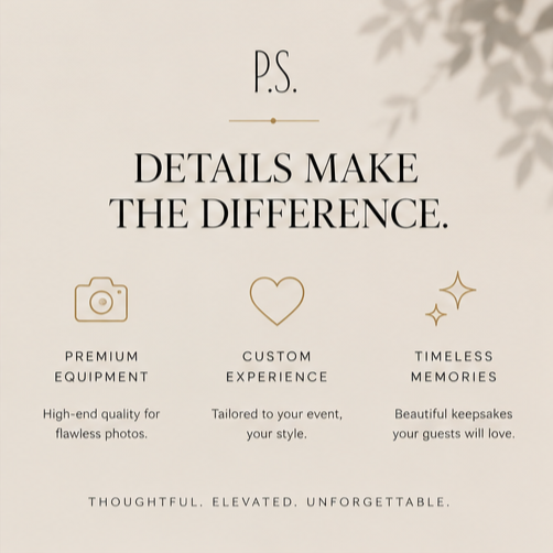 A wedding or event planning quote with stars and leaf shadow graphics, highlighting the importance of details in creating memorable experiences.