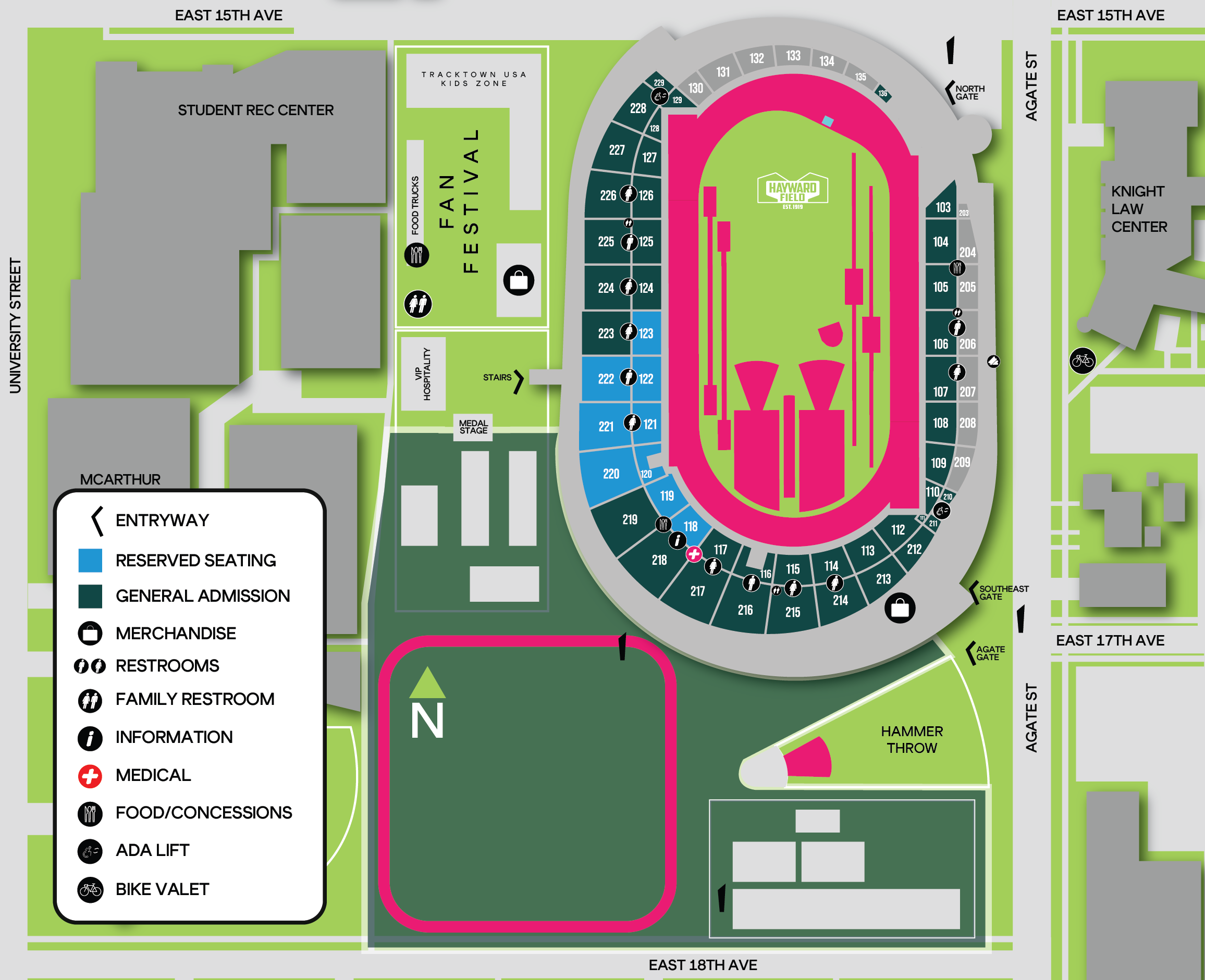 Spectator Map – World Athletics U20 Championships Oregon 26