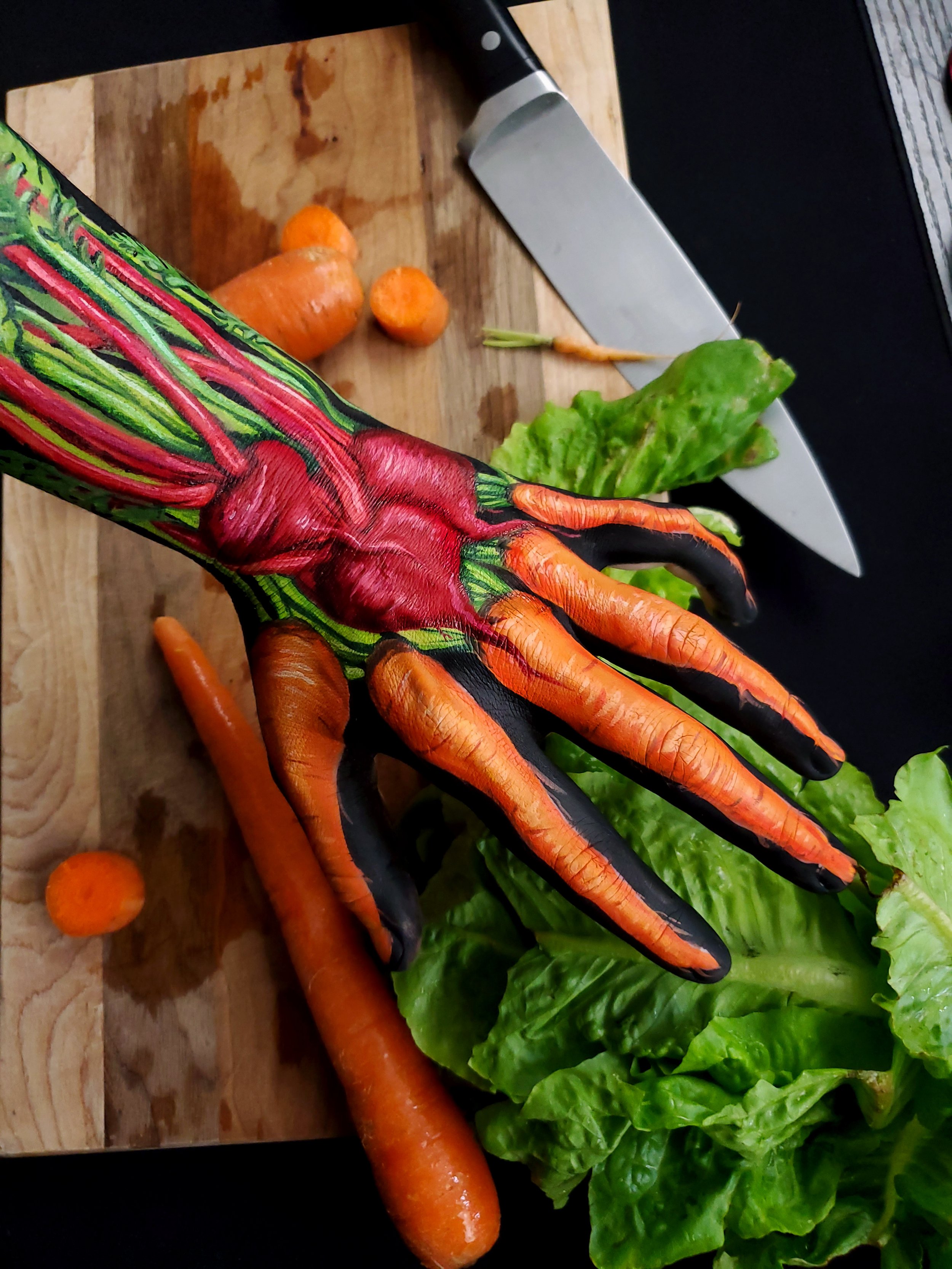 Carrot beets and veggies body painting illusion sfx mua witte artistry kim witte