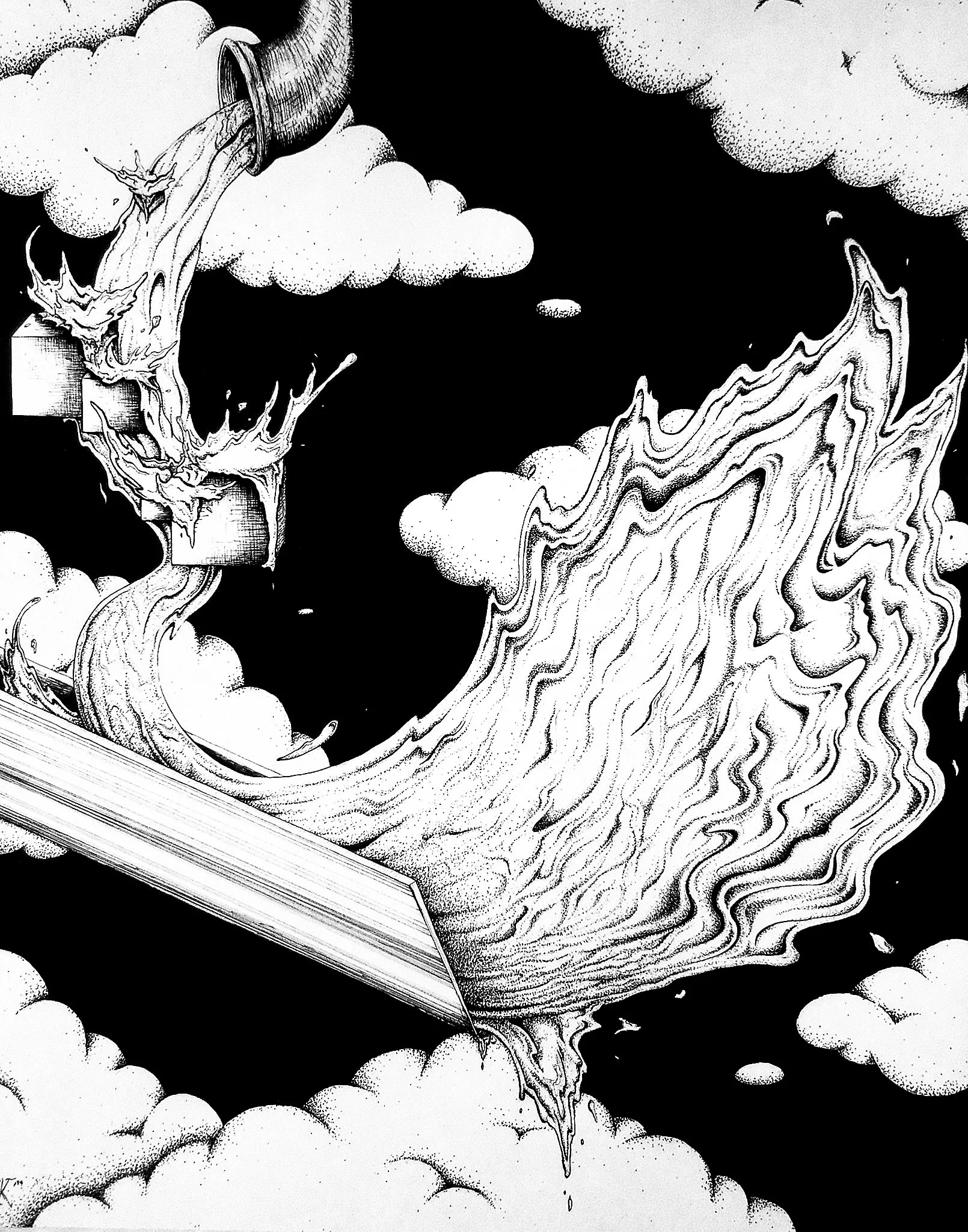 abstract water drawing space wave witte artistry