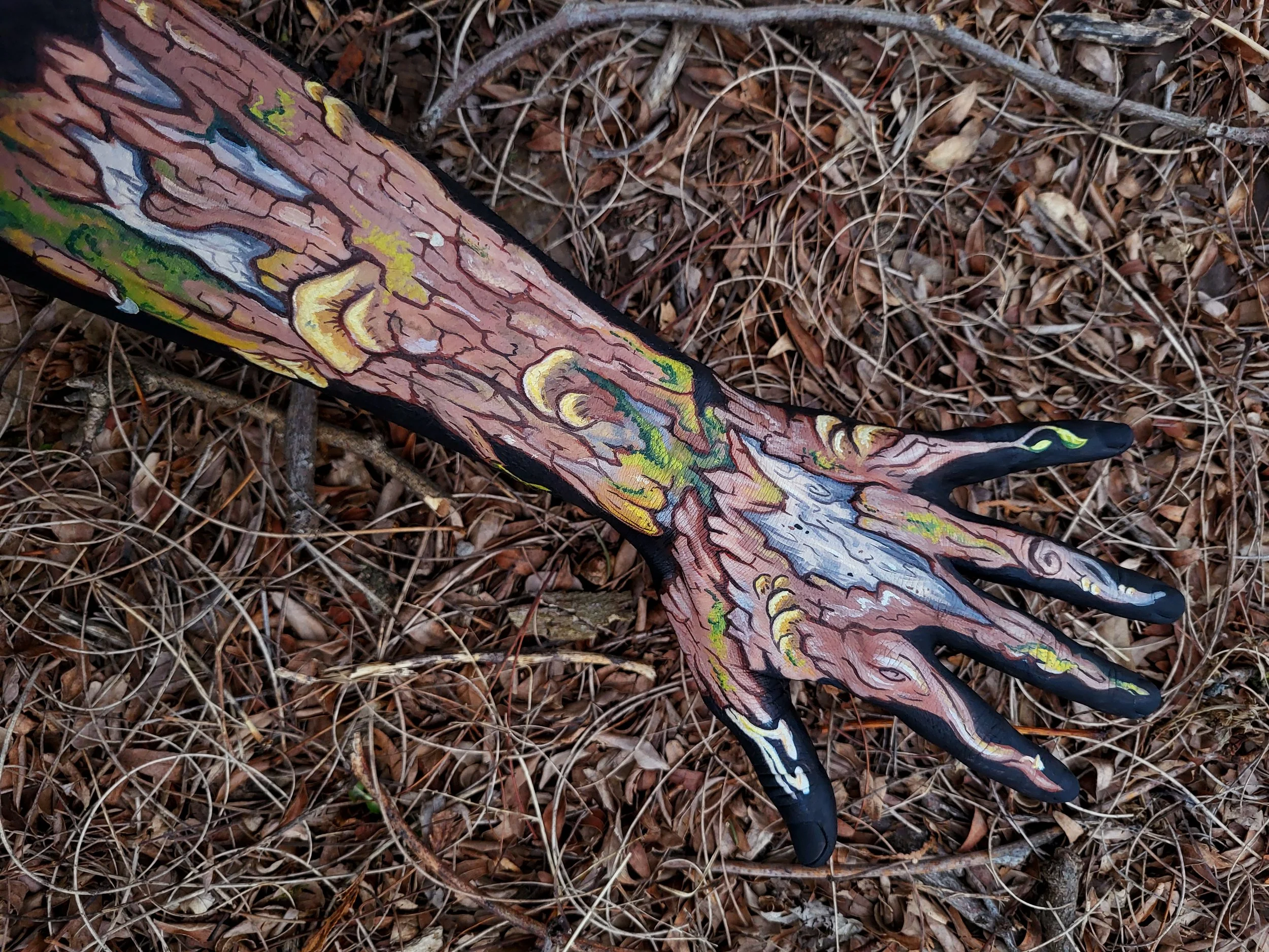 Wood tree fairy makeup illusion on arm body painting witte artistry kim witte witty kitty face painting madison wisconsin face painter