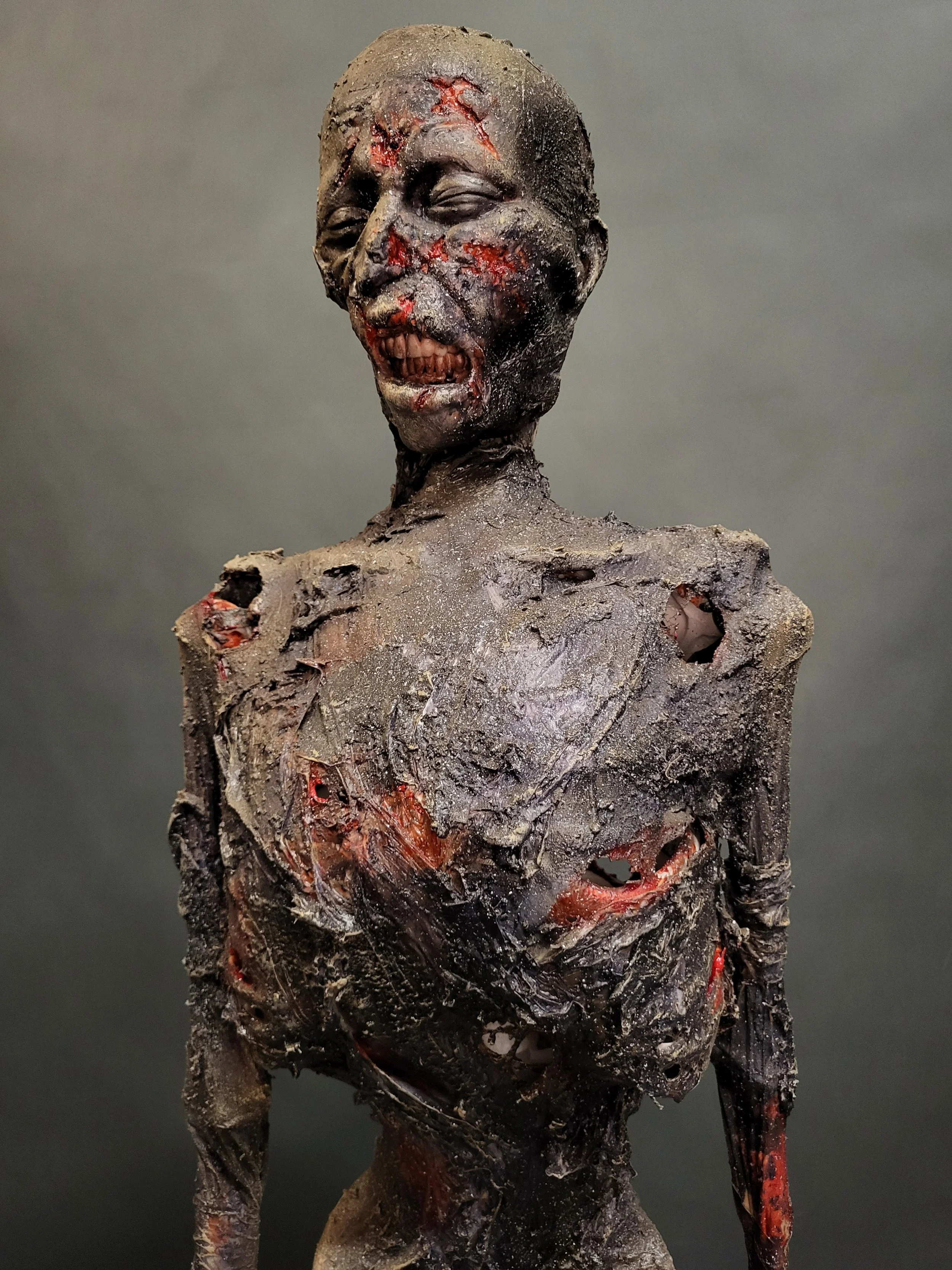burned mummy with cuts melting grimacing movie prop witte artistry kim witte madison wisconsin artist