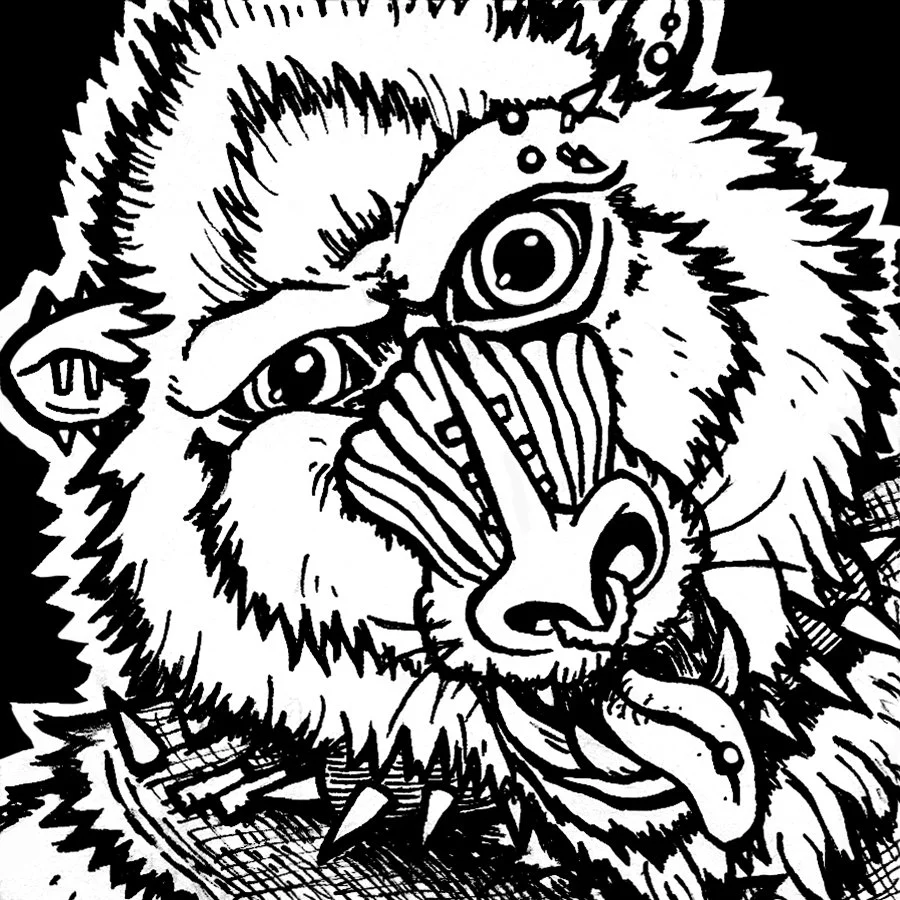 Baboon punk pet pet commission drawing alternative ink drawing pen punk pet witte artistry'