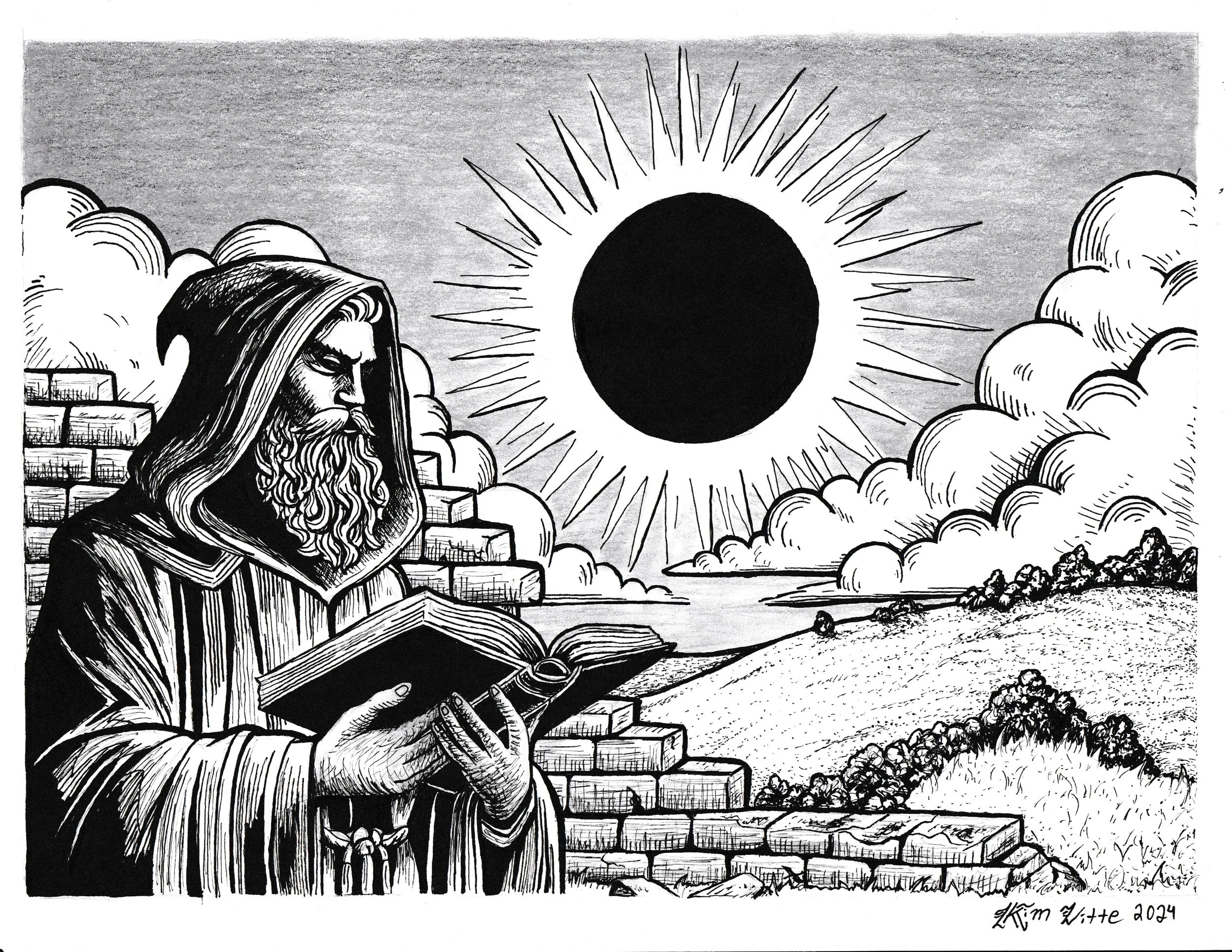 wizard drawing pen and pencil ink drawing comic book art witte artistry kim witte