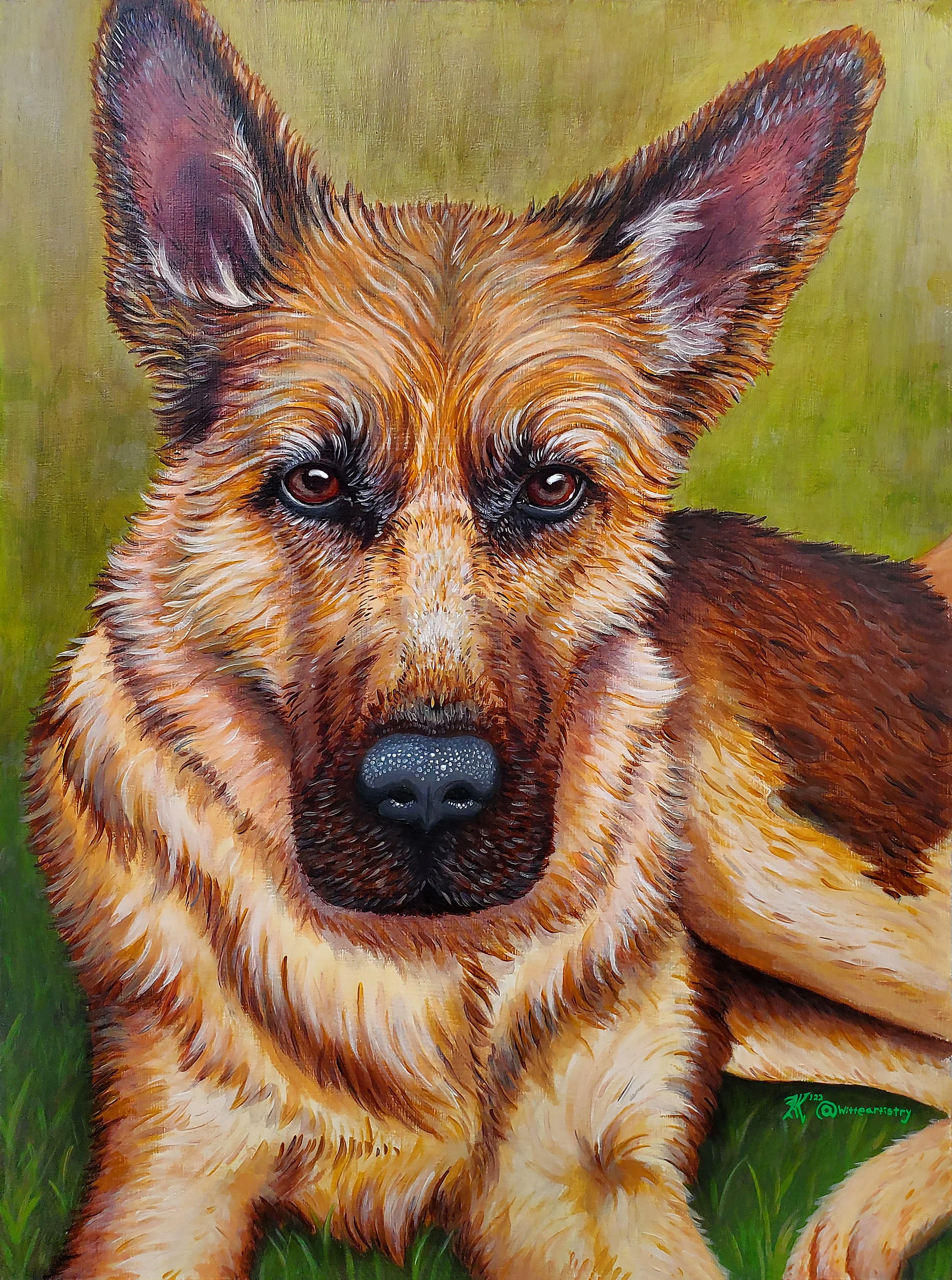 pet portrait commission german shepherd doggy dog acrylic painting fur pet animal witte artistry kim witte madison wisconsin