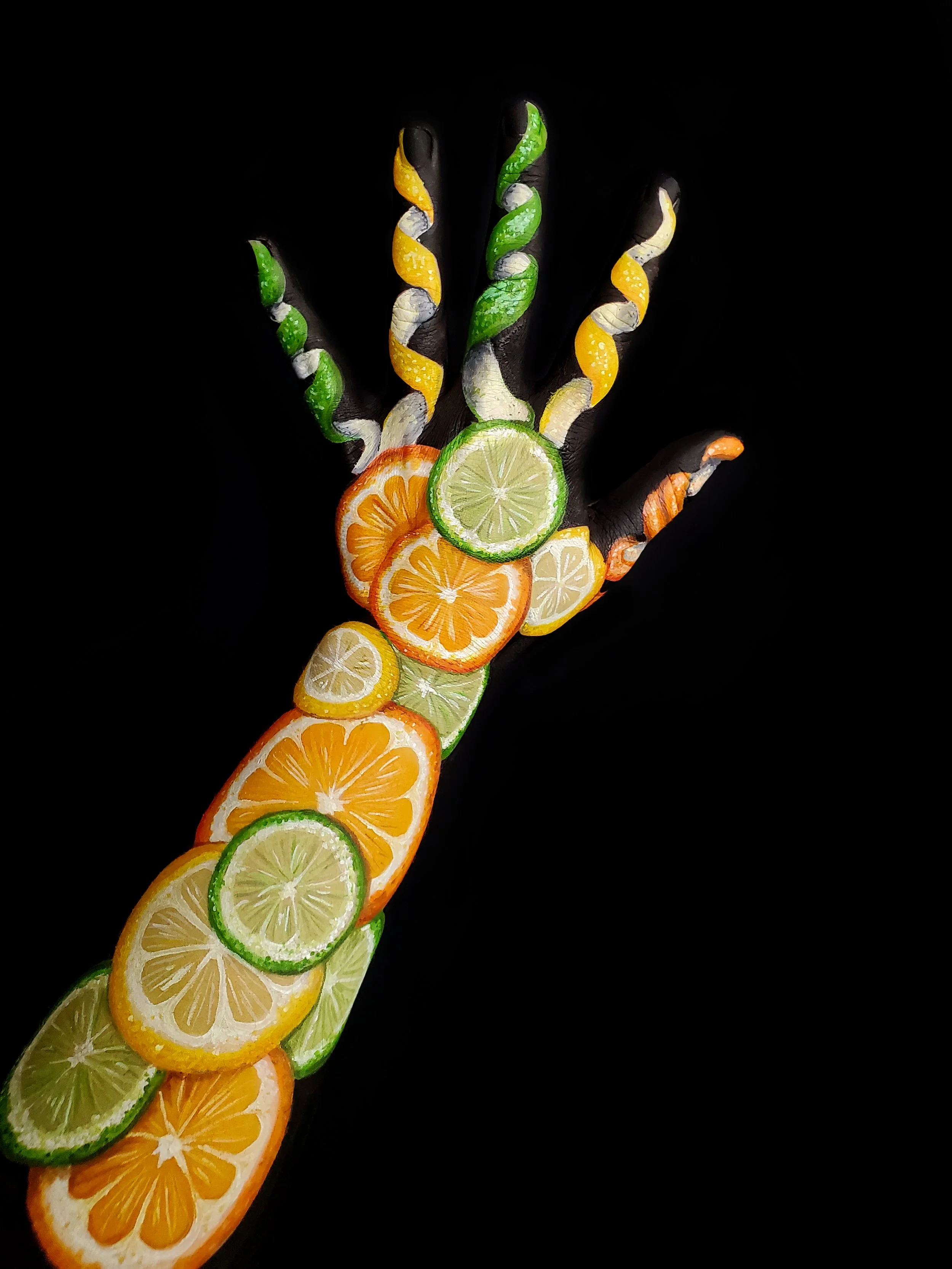 citrus orange limes and lemons slices body painting makeup illusions sfx mua body painting witte artistry kim witte