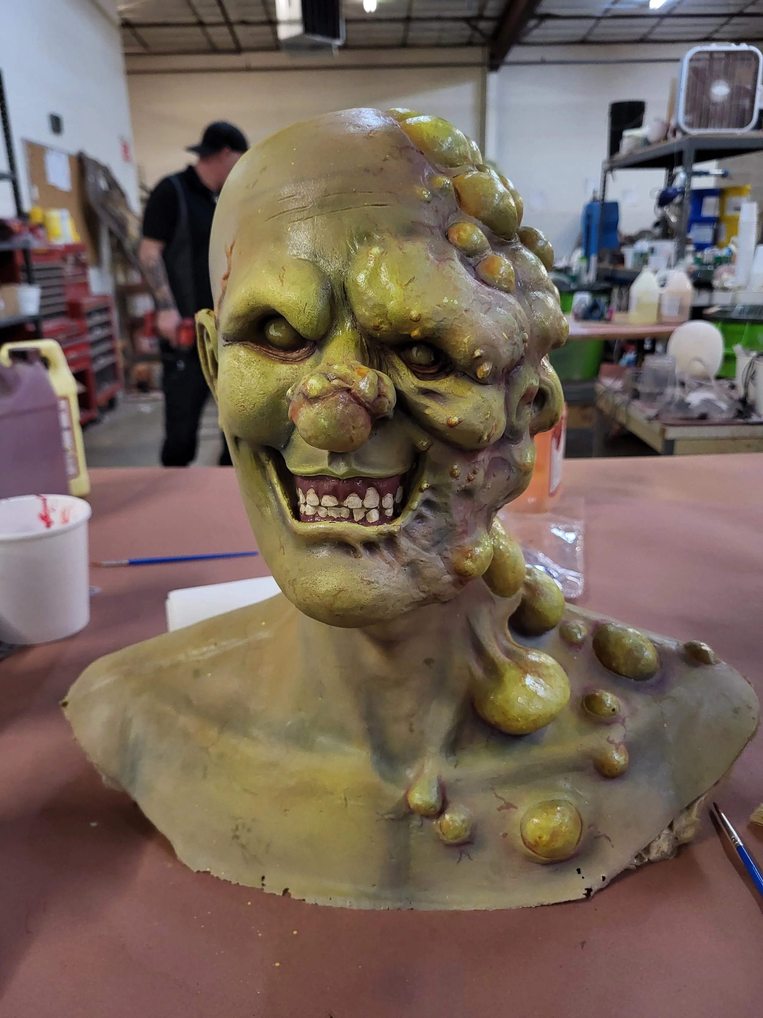 Scary monster head with boils SFX mua boils mutant halloween haunted house prop madison wisconsin artist