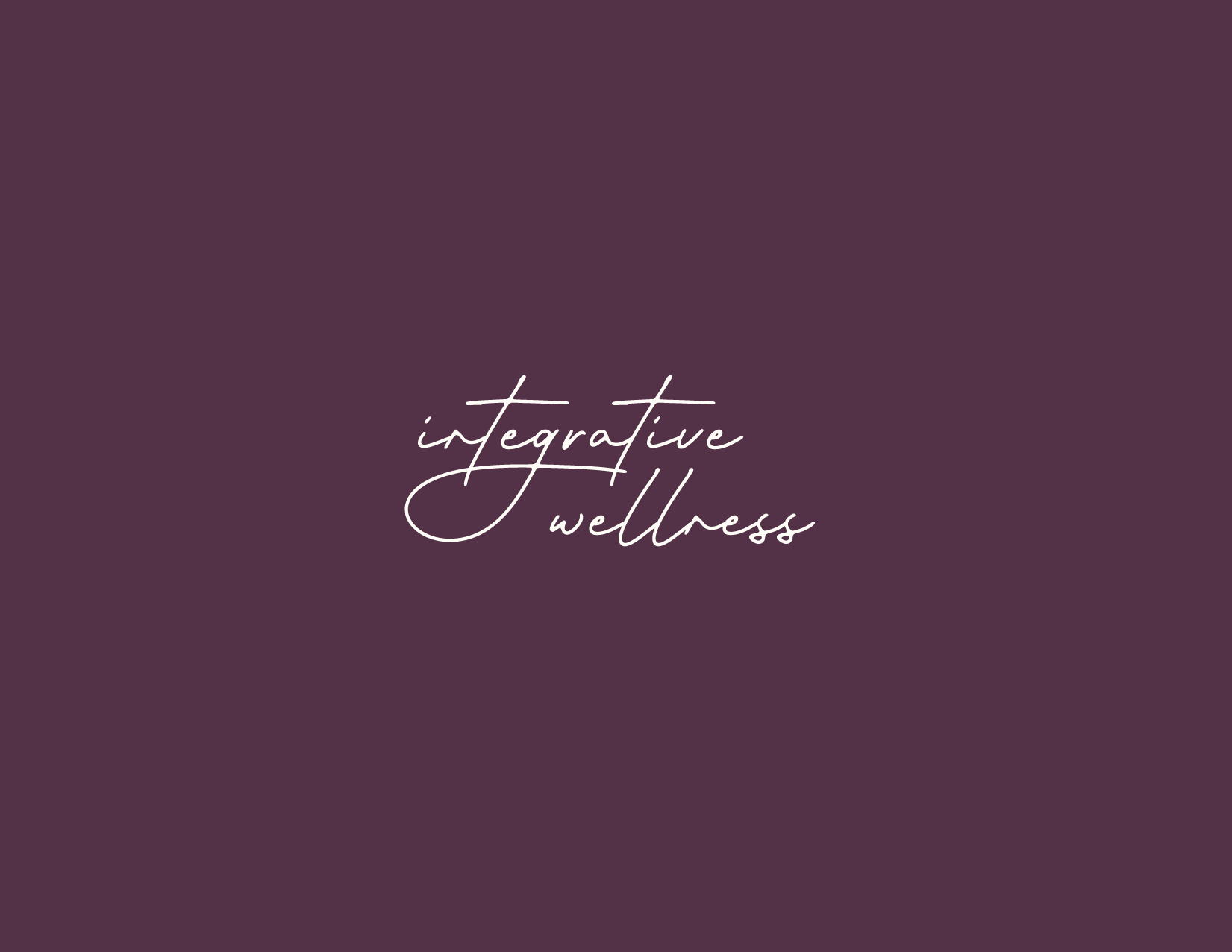 Text on a purple background that reads 'integrative wellness' in white cursive font.
