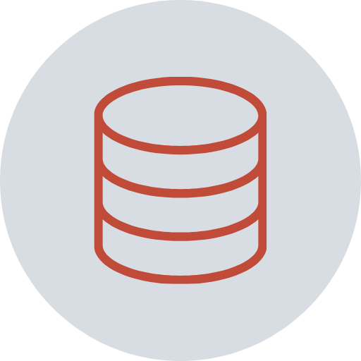 Icon of a stacked database or data storage.