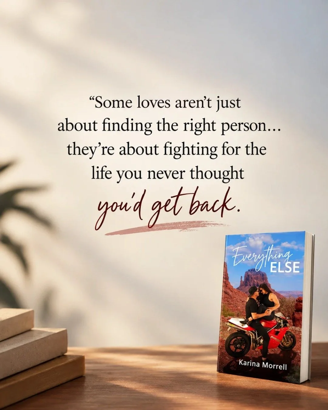 What if love gives you a second chance, but the past threatens to take everything away? ❤️📚
In Everything Else by Karina Morrell, a fresh start turns into a whirlwind romance filled with passion, unexpected danger, and a fight for a future together.