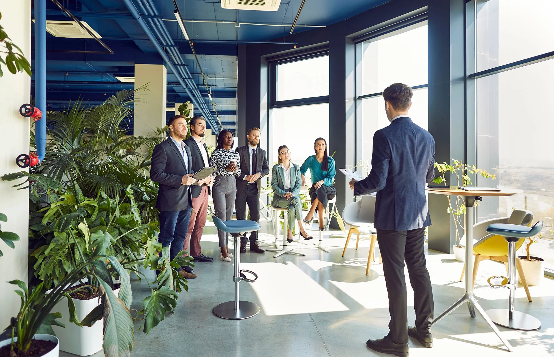 Small business team gathering for a team.