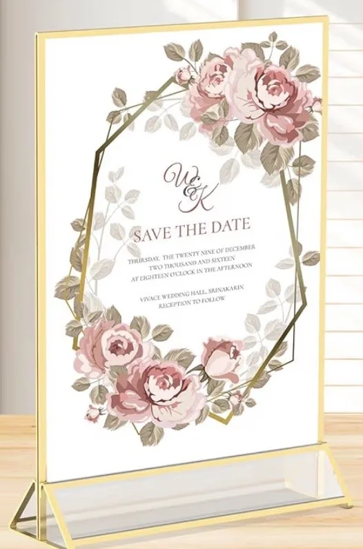 Large Gold Trim Acrylic Double Sided Frame