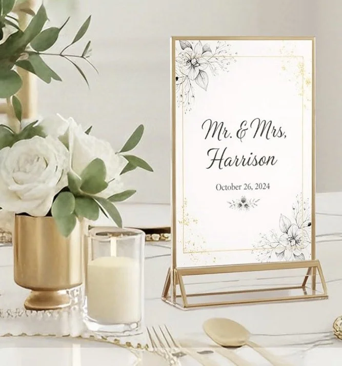 Small Gold Trim Acrylic Double Sided Frame