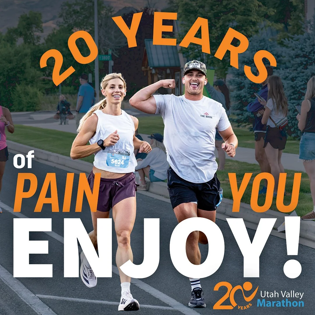 I assisted in designing the Utah Valley Marathon's 2027 marketing campaign by creating four unique advertisement concepts to celebrate the race's 20th anniversary. Rather than selecting a design internally, we invited our community to vote for their 