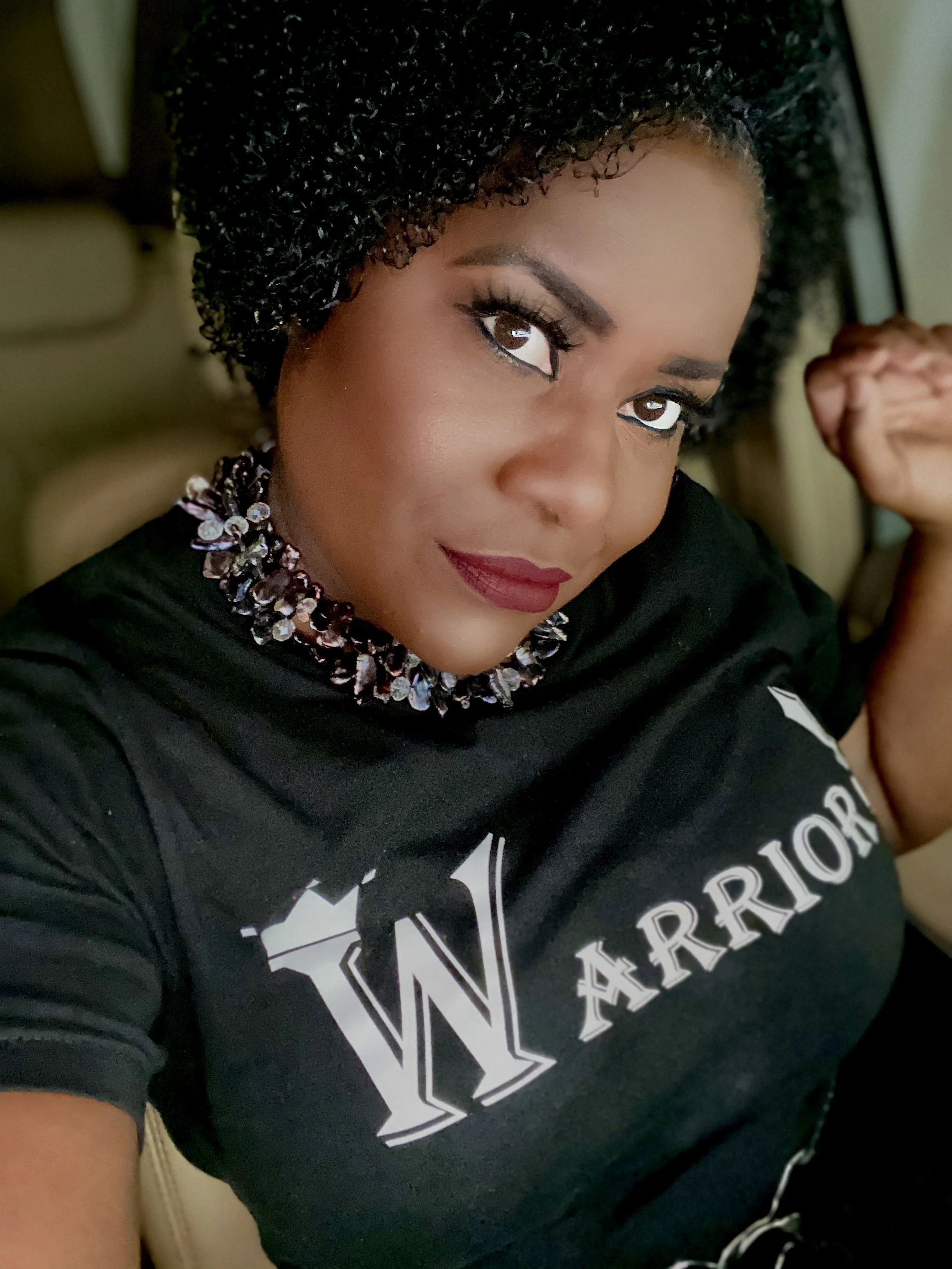 WEAR WARRIOR BLACK TEE WHITE LETTERS