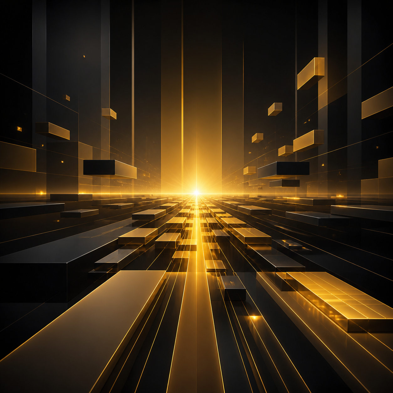 Gold digital horizon symbolizing launch momentum and growth for creators.