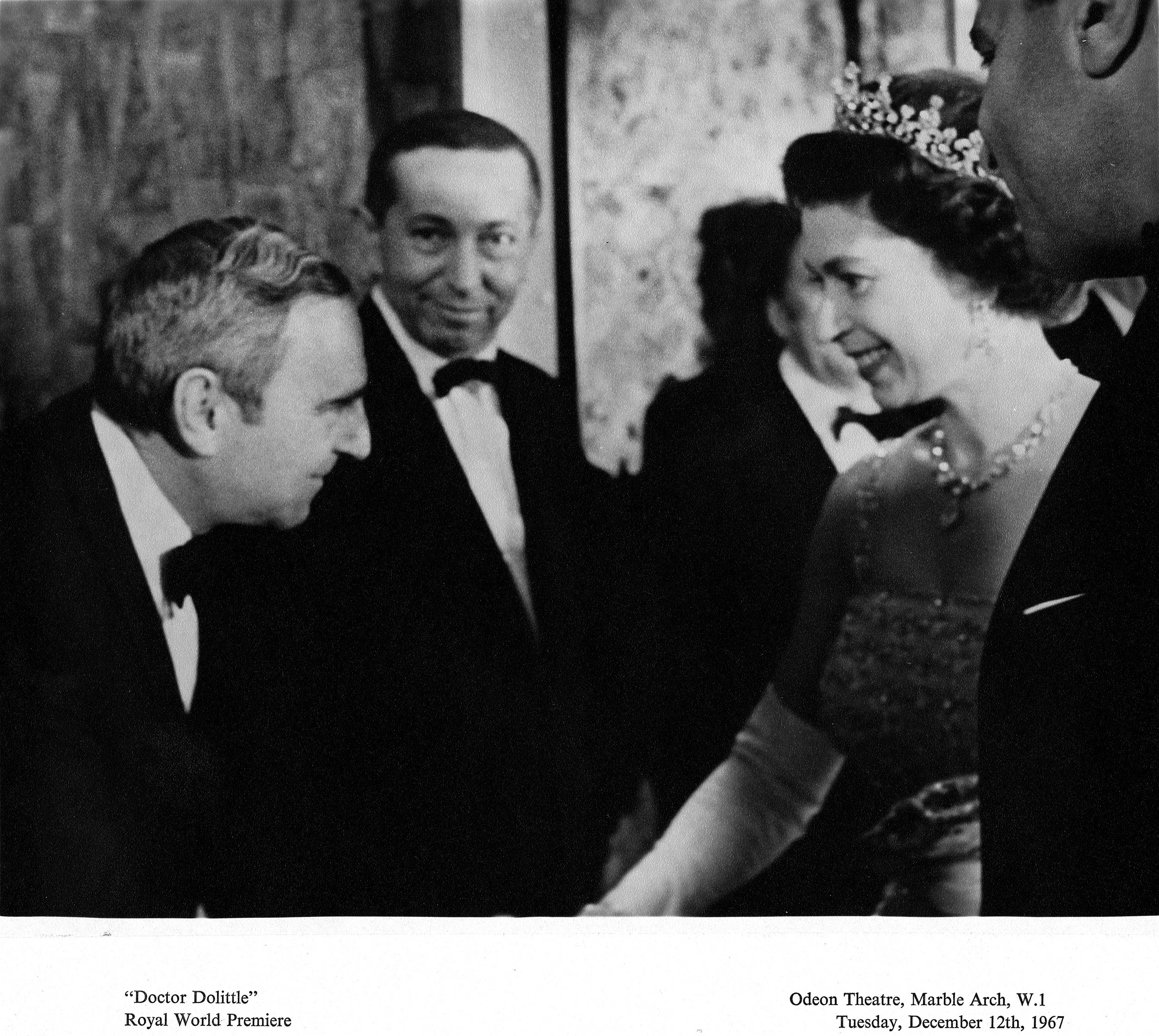 Richard, meeting Queen Elizabeth at the London premiere of Dr. Dolittle