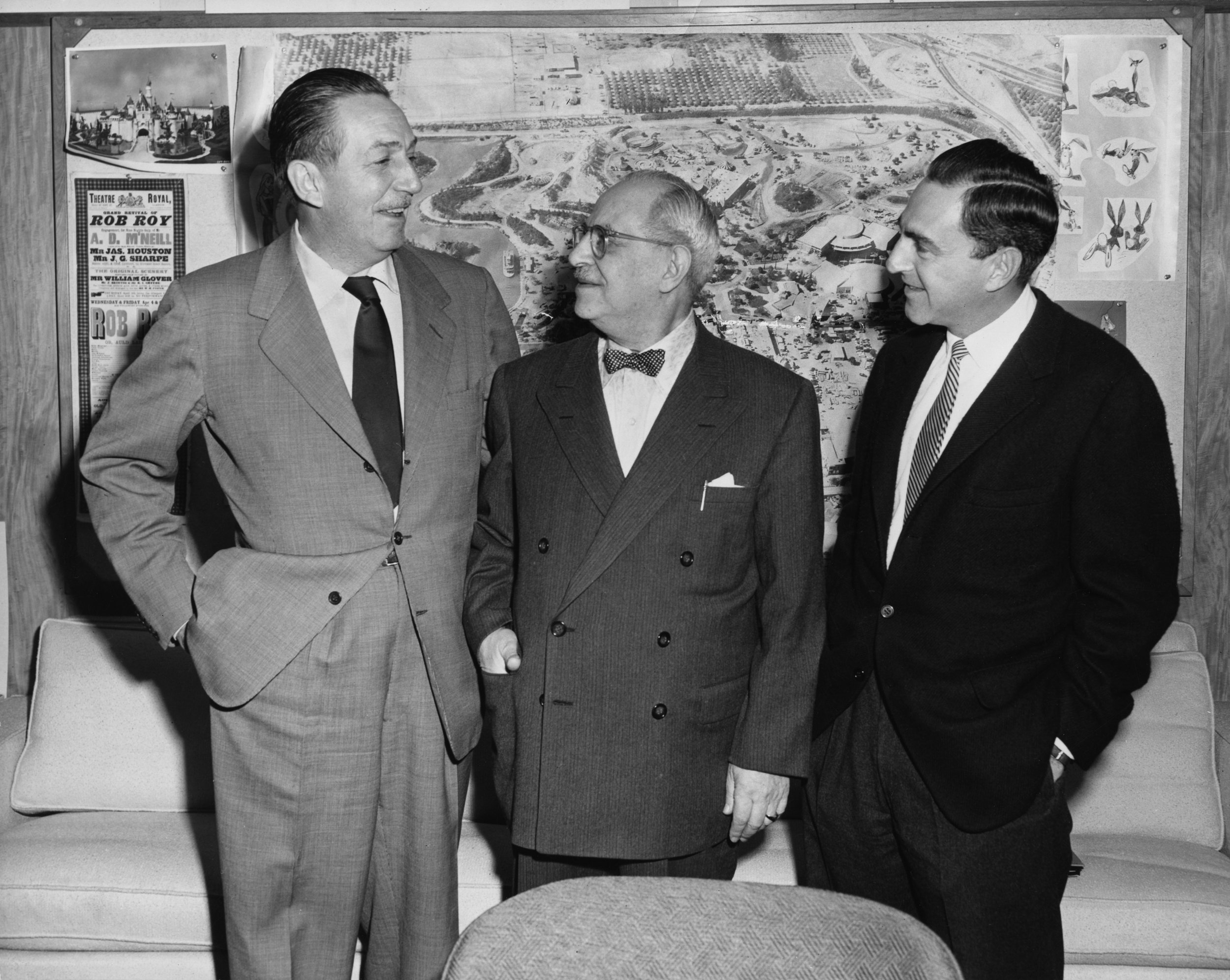 Richard Fleischer with his father, Max Fleischer (middle) visiting with Walt Disney