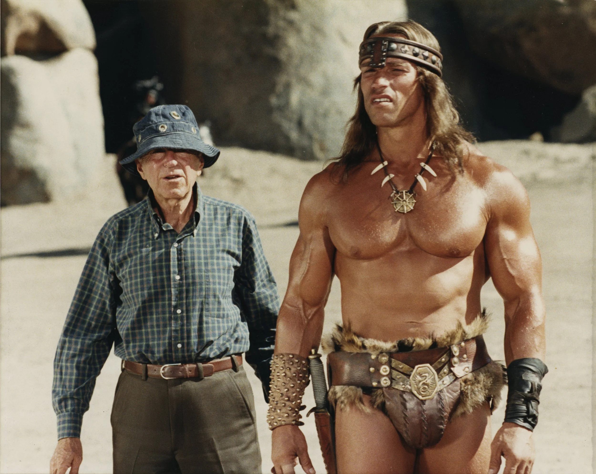 With Arnold Schwarznegger on Conan the Destroyer