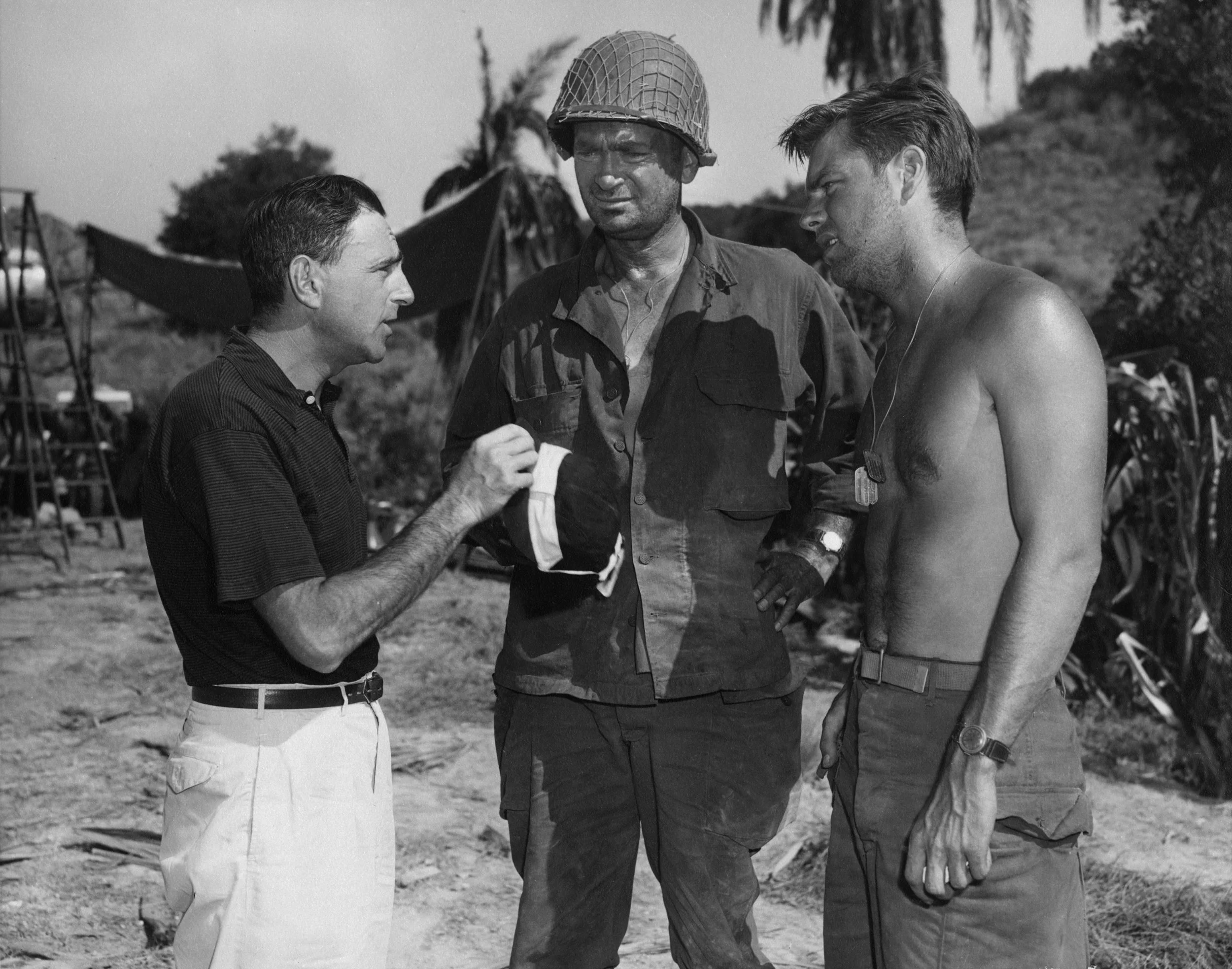 With Broderick Crawford (middle) and Robert Wagner on set for Between Heaven and Hell (1956)