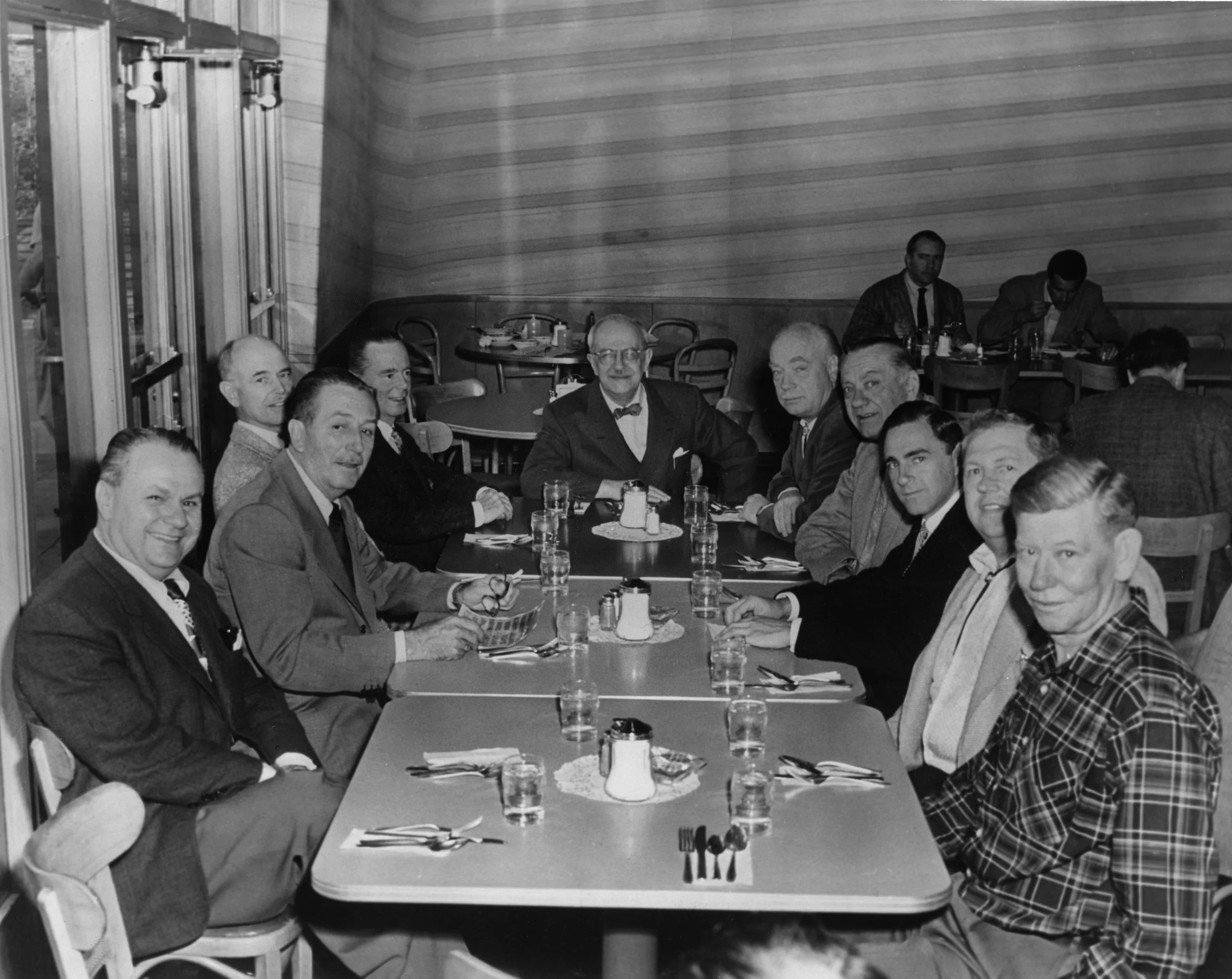 Max and Richard Fleischer with Walt Disney at Disney Studios, having a reunion with former Fleischer Studios animators