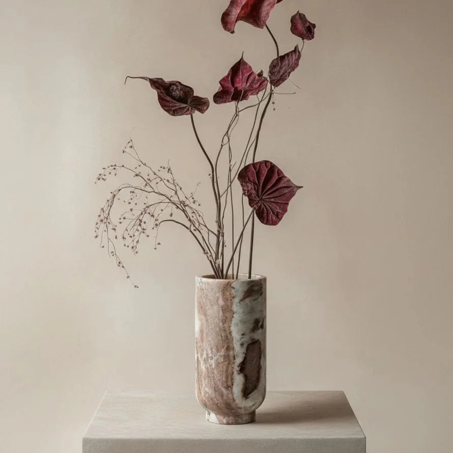 ARIES MARBLE VASE - LARGE NATURAL