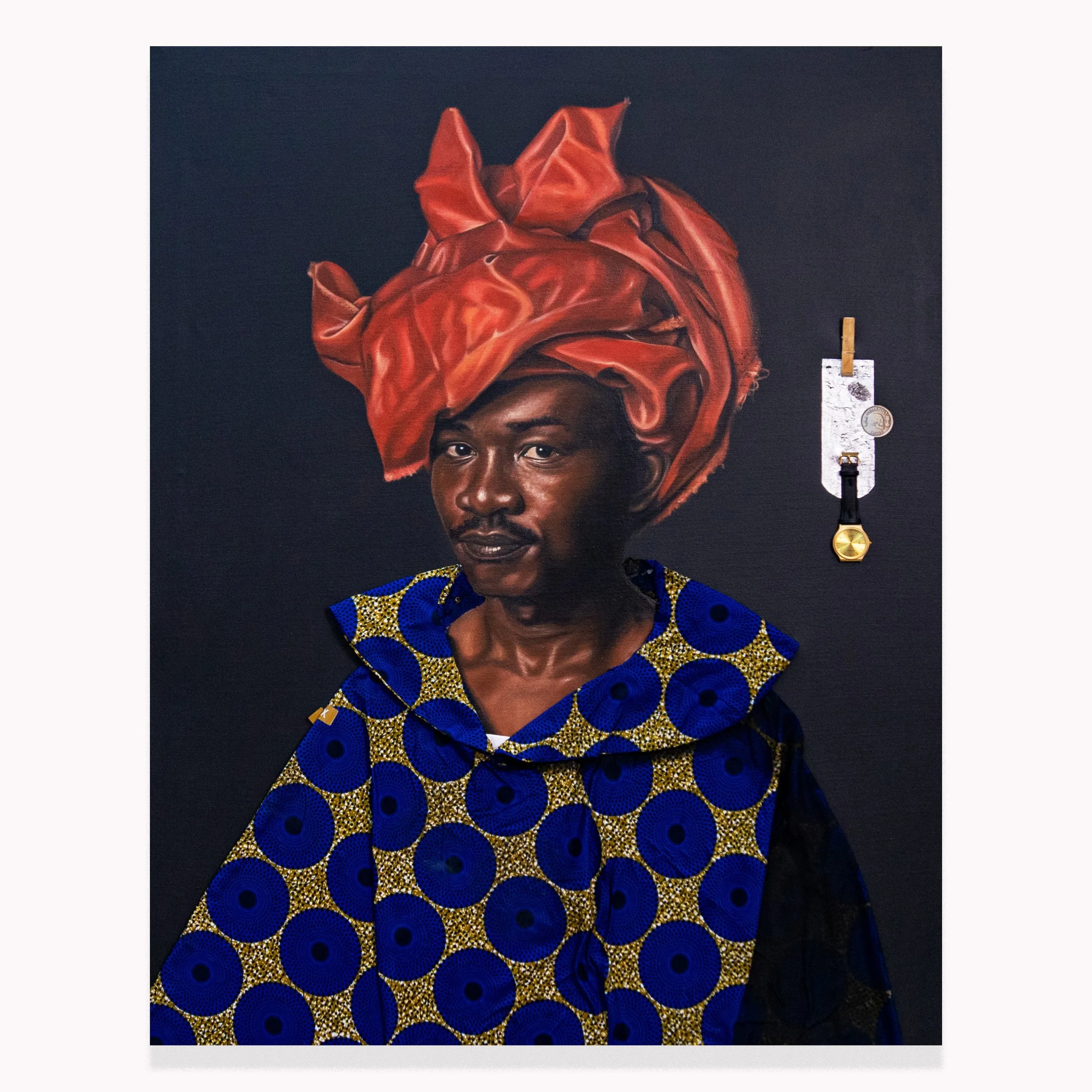 Jan Van Hoggar: Self Portrait, 2025. Mix Media (Oil paint, Acrylic paint and collages) – Size: 46/36 In.