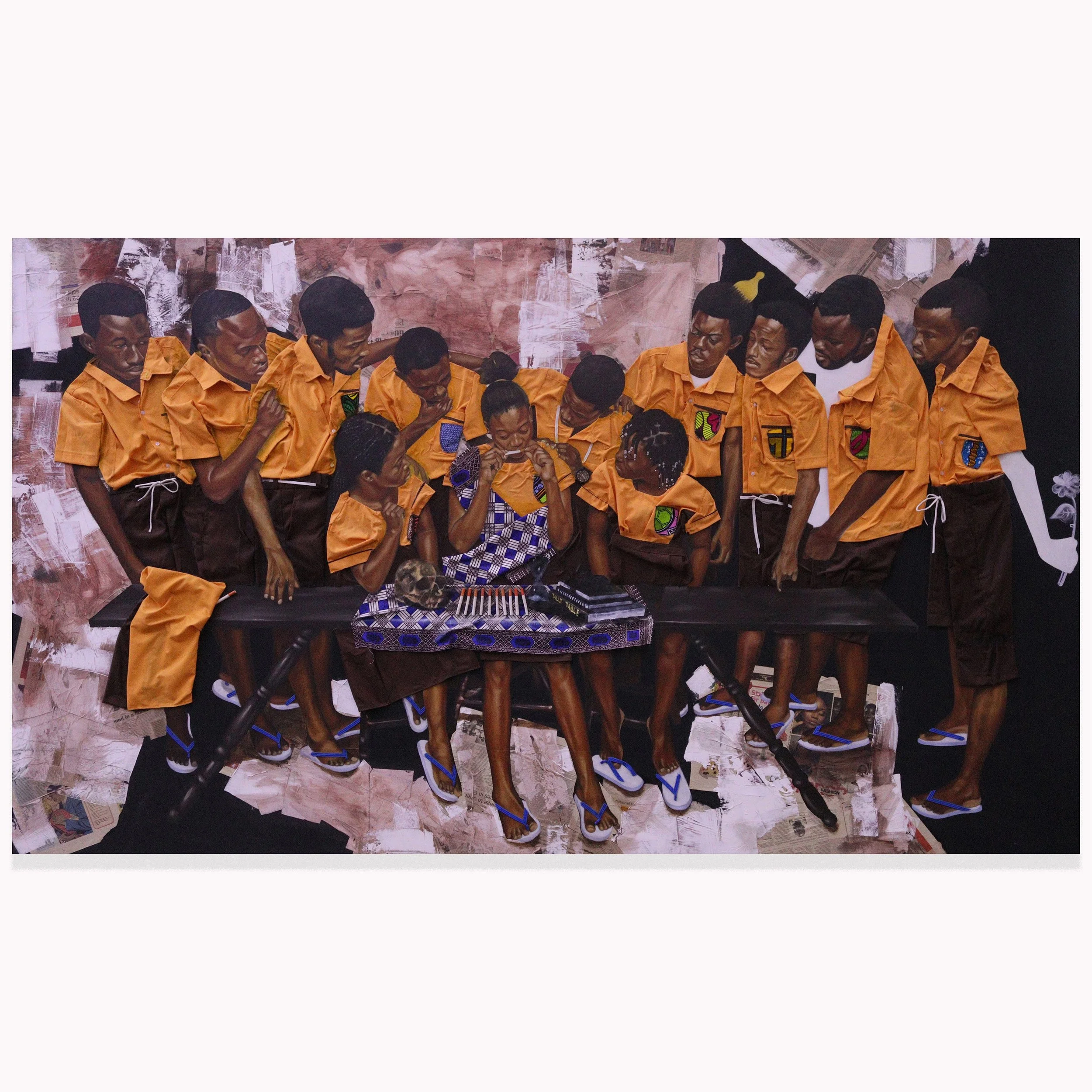 Tally Table, 2022. Mix Media (Oil paint, Acrylic paint and collages) – 30/75 In. Private collection.