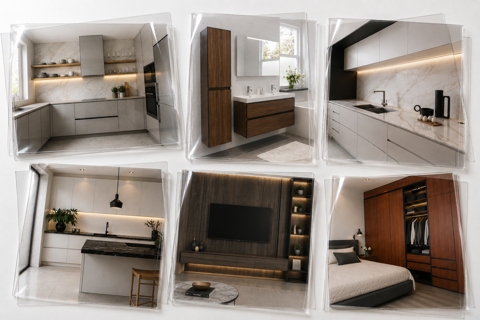 Grupo completo de Micas (Cocina, Tope, Isla,  Baño, TV y Closet)