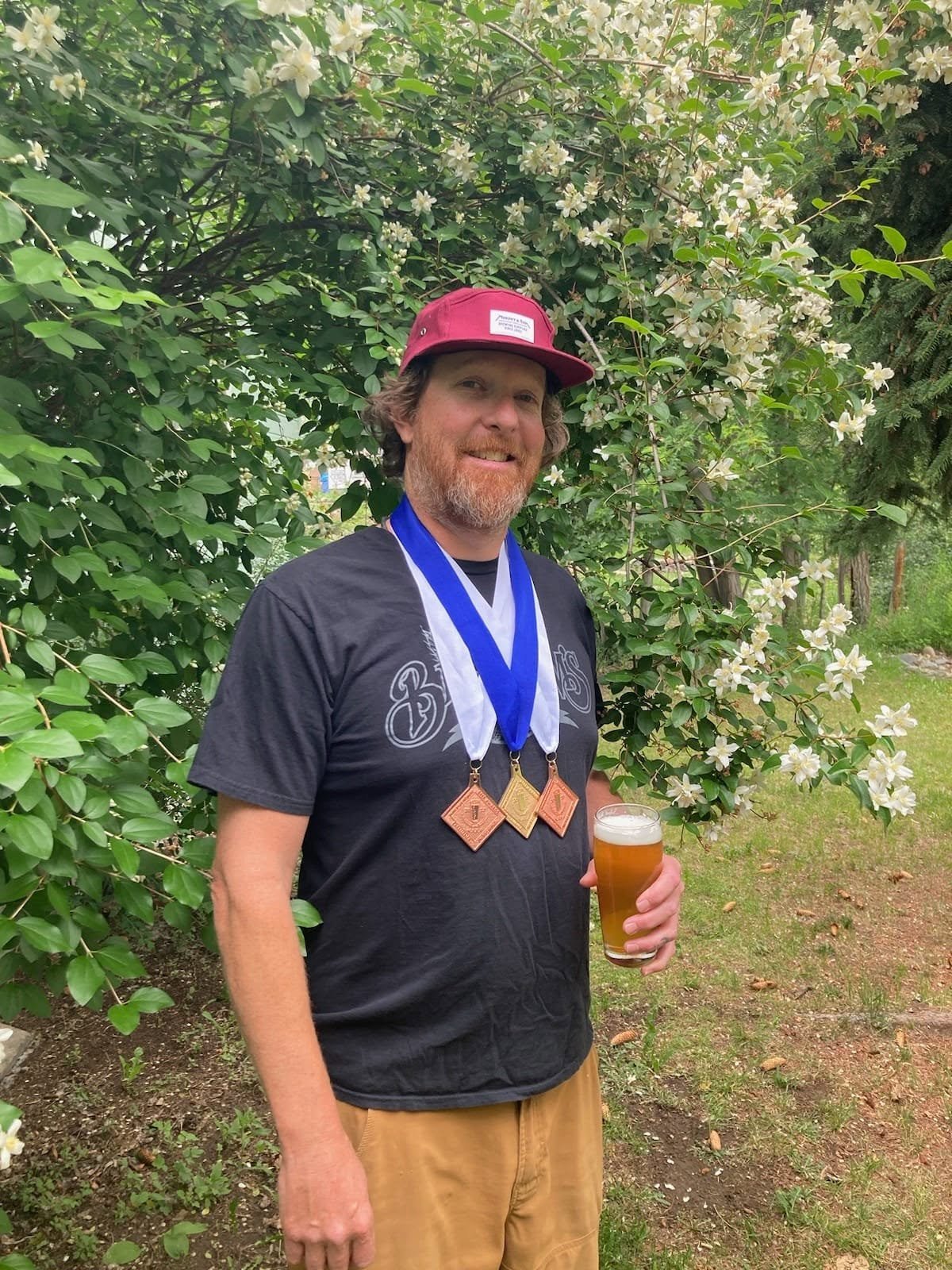 Bertram's Salmon Valley Brewmaster Jake showing the award-winning beer