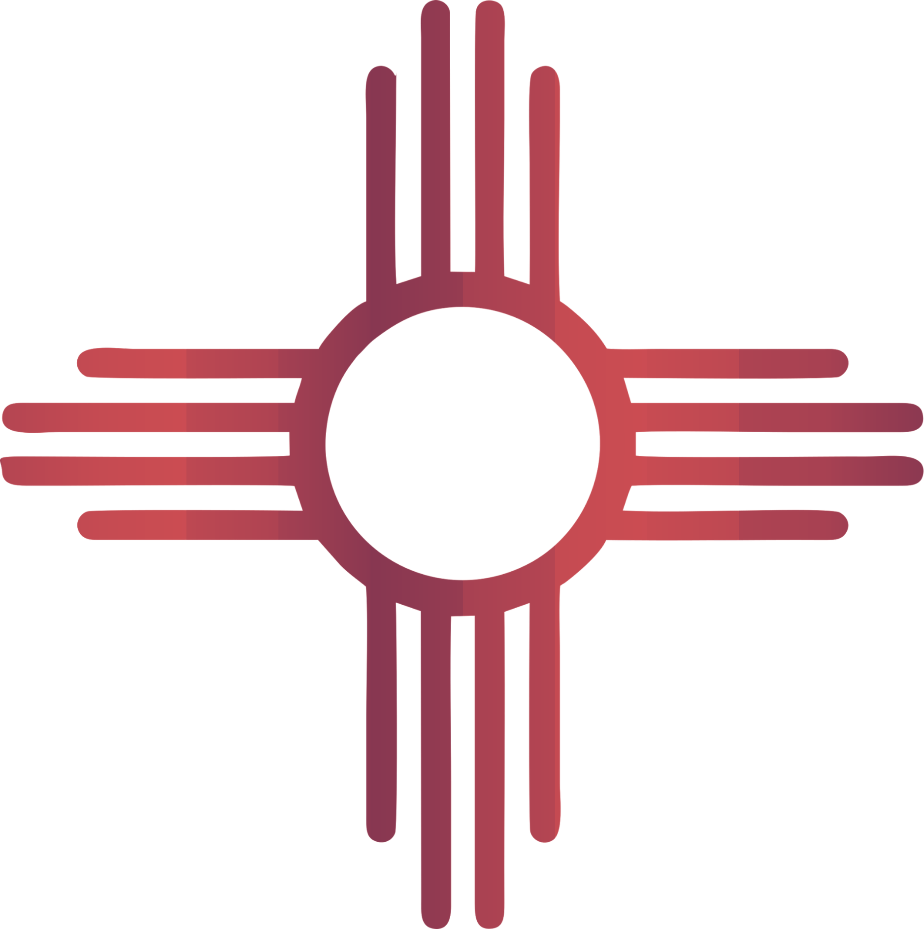 Graphic icon of a human hand with fingers pointing upwards, enclosed within a circle, with horizontal lines extending outward on both sides.