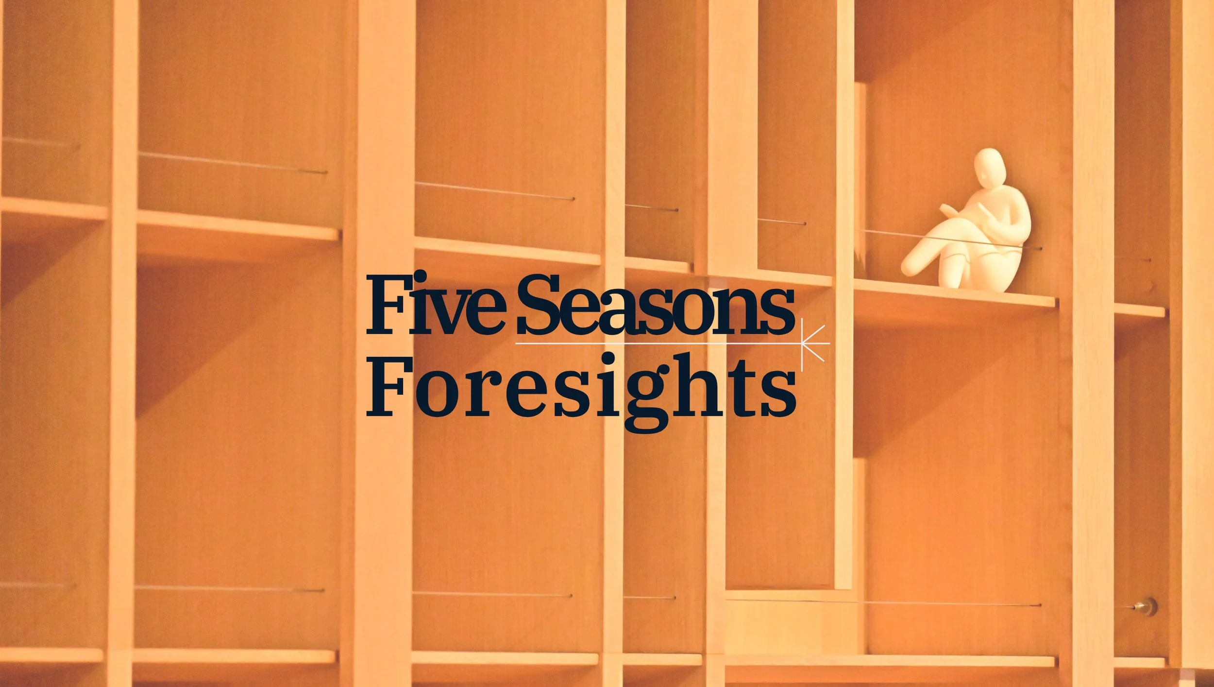 Five Seasons Foresights brand image with architectural shelving, linking to power strategy, foresight, and Power Intelligence work.
