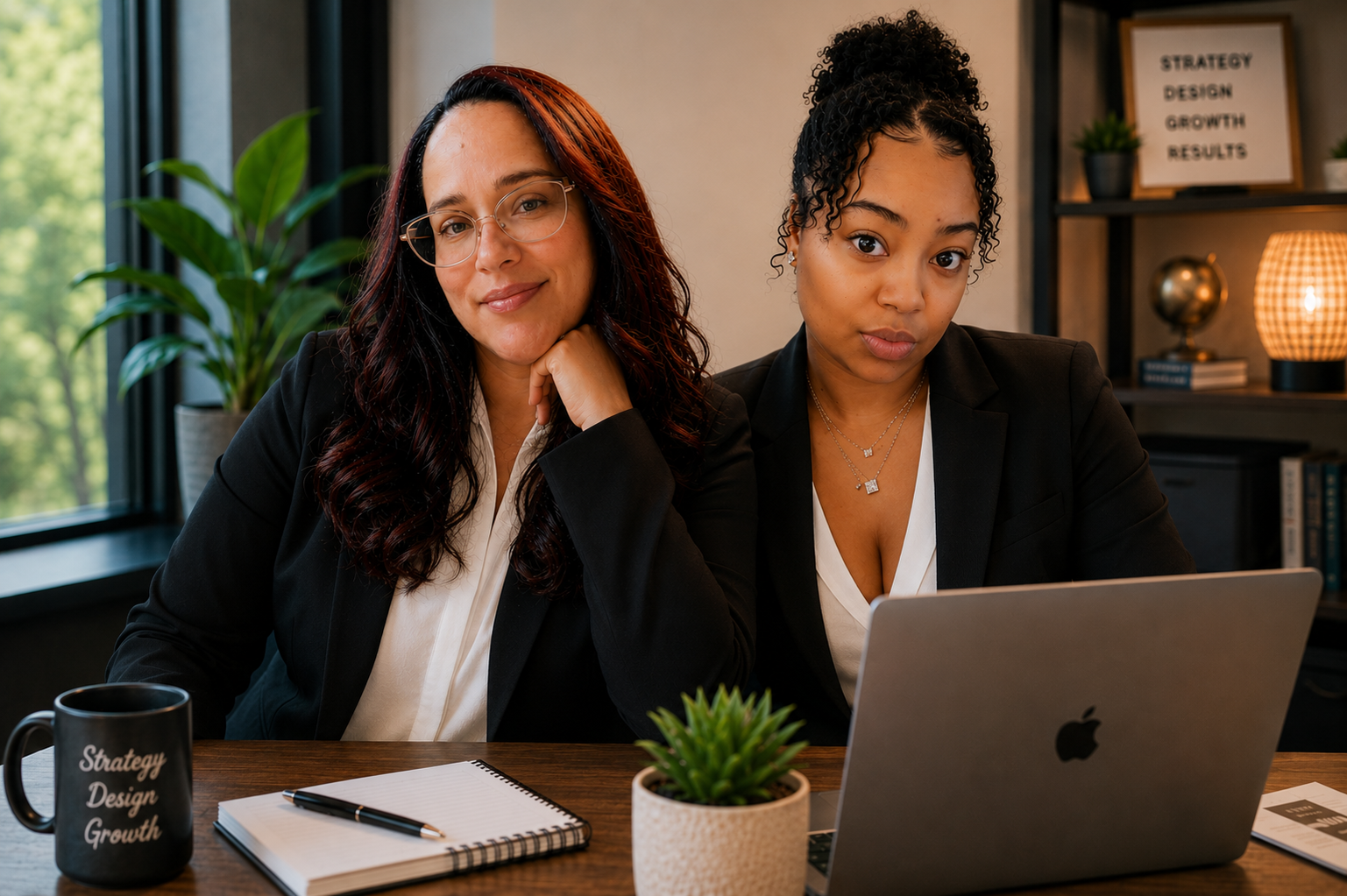 Web Trending Solutions team collaborating with a client to review website design, SEO strategy, and digital marketing solutions.