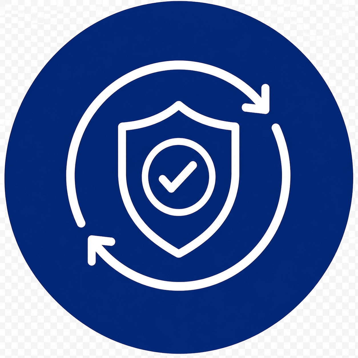 White shield with a checkmark and recovery arrows representing Google Business Profile verification and suspended listing recovery support.