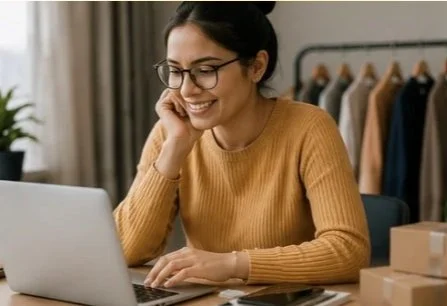 Entrepreneur working on a growing business with digital strategies focused on building visibility and reaching customers.