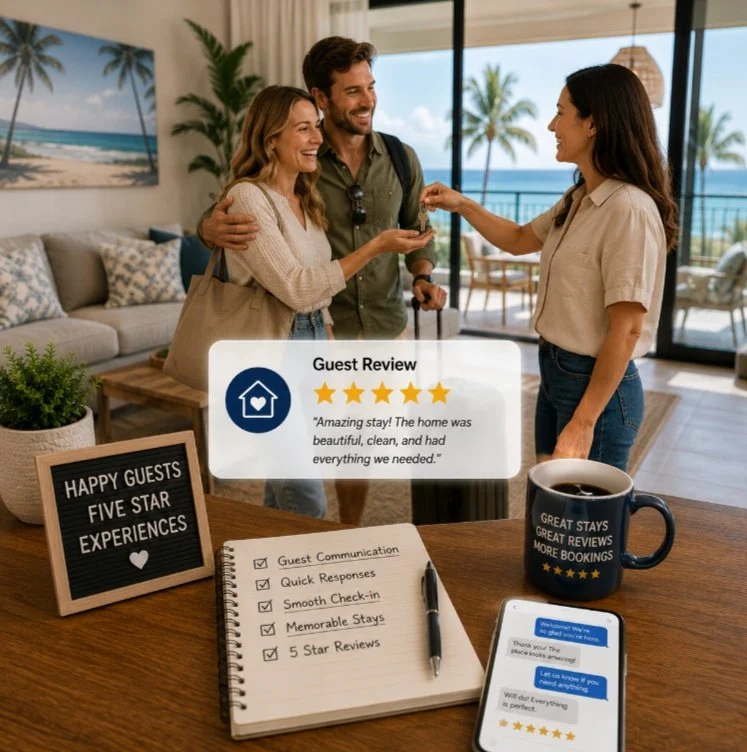 Guest experience management in Lacey WA focused on responsive communication, smooth check-ins, memorable stays, and earning five-star guest reviews.