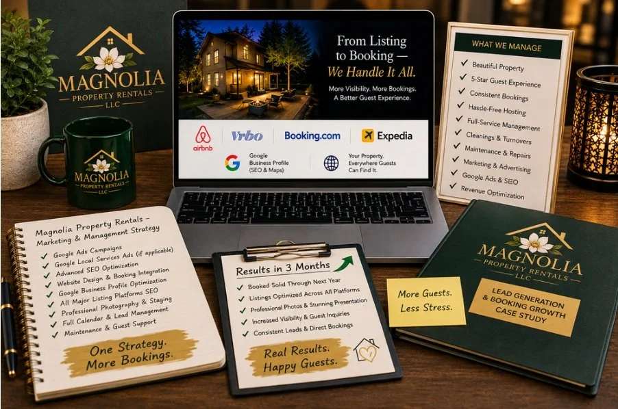 Vacation rental marketing in Pierce County WA by Web Trending Solutions featuring SEO, Google Ads, booking platform optimization, and direct booking growth strategy.