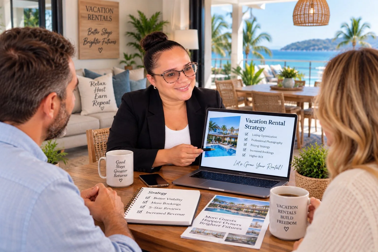 Web Trending Solutions owner discussing rental property marketing strategy with owners in Pierce County, including visibility, bookings, reviews, and revenue growth.