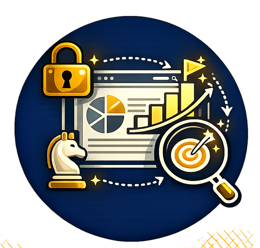 Property management rental analytics icon representing website performance, visitor insights, booking reports, and marketing improvement.