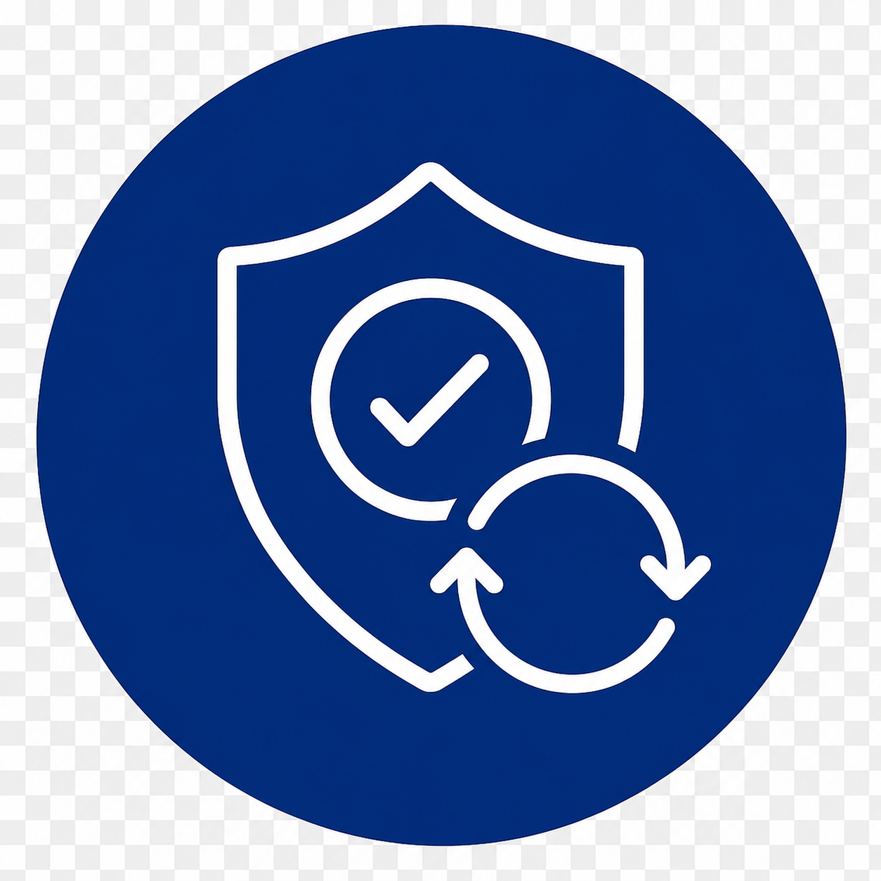 White shield with a checkmark and recovery arrows representing Google My Business Profile verification and listing recovery support.