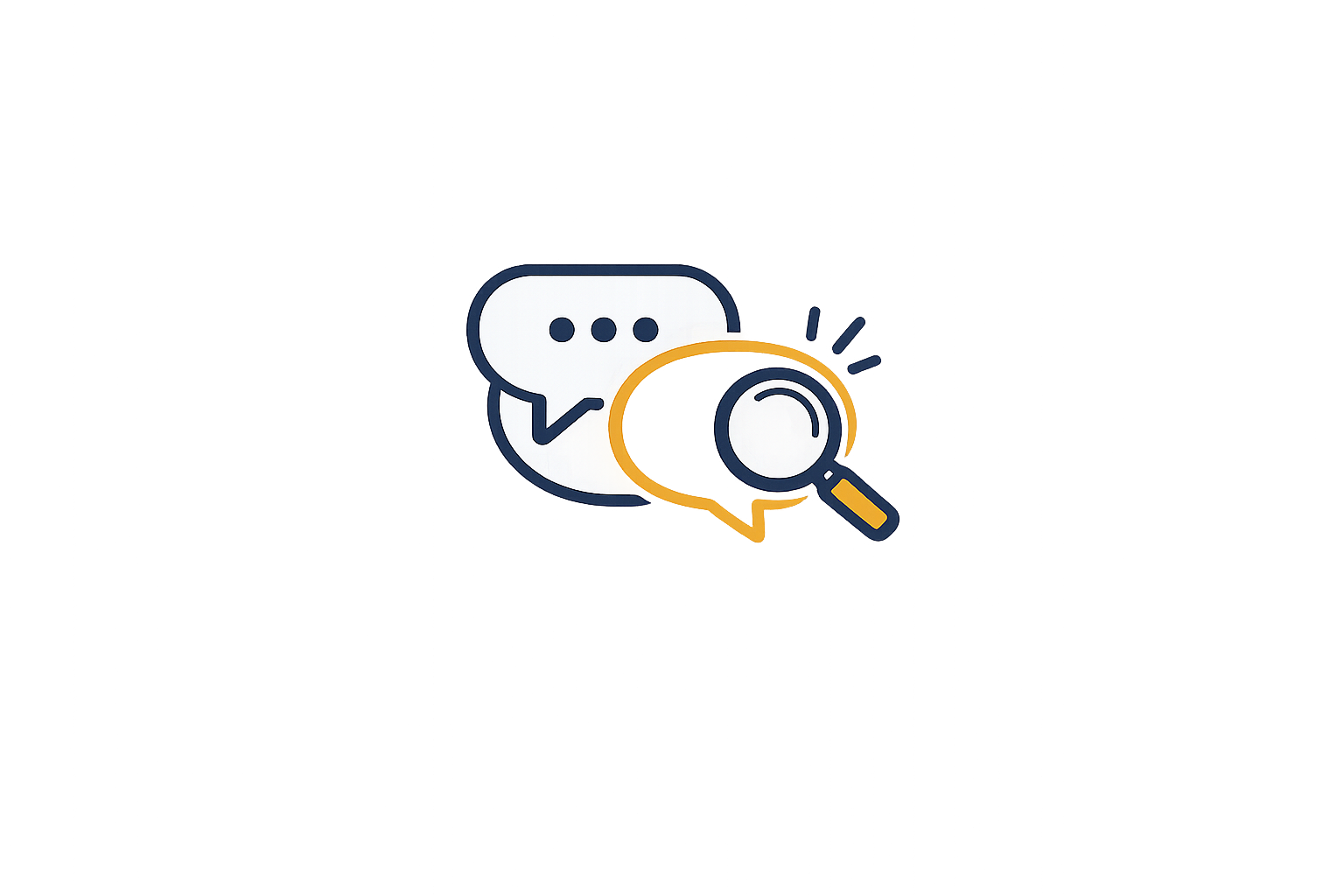 Conversation icon representing business discovery, strategy planning, goal setting, and understanding client needs before a project begins.