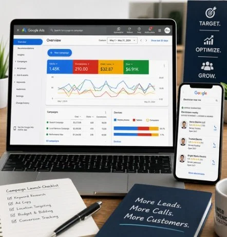 Google Ads management in Gig Harbor WA by Web Trending Solutions focused on campaign optimization, local search visibility, lead generation, calls, and conversions.